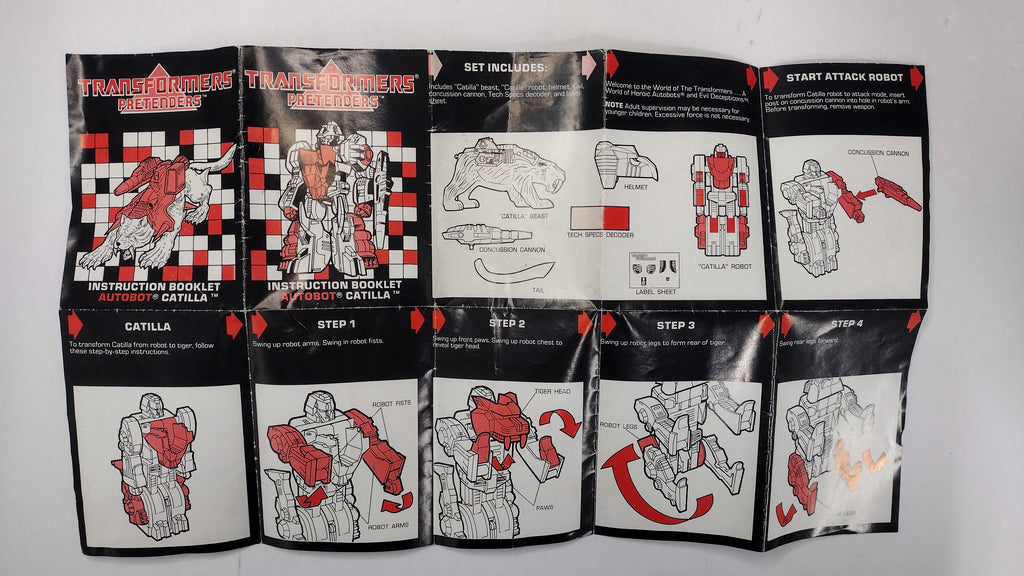 Vintage 1988 Original G1 Transformers Catilla Instruction Booklet