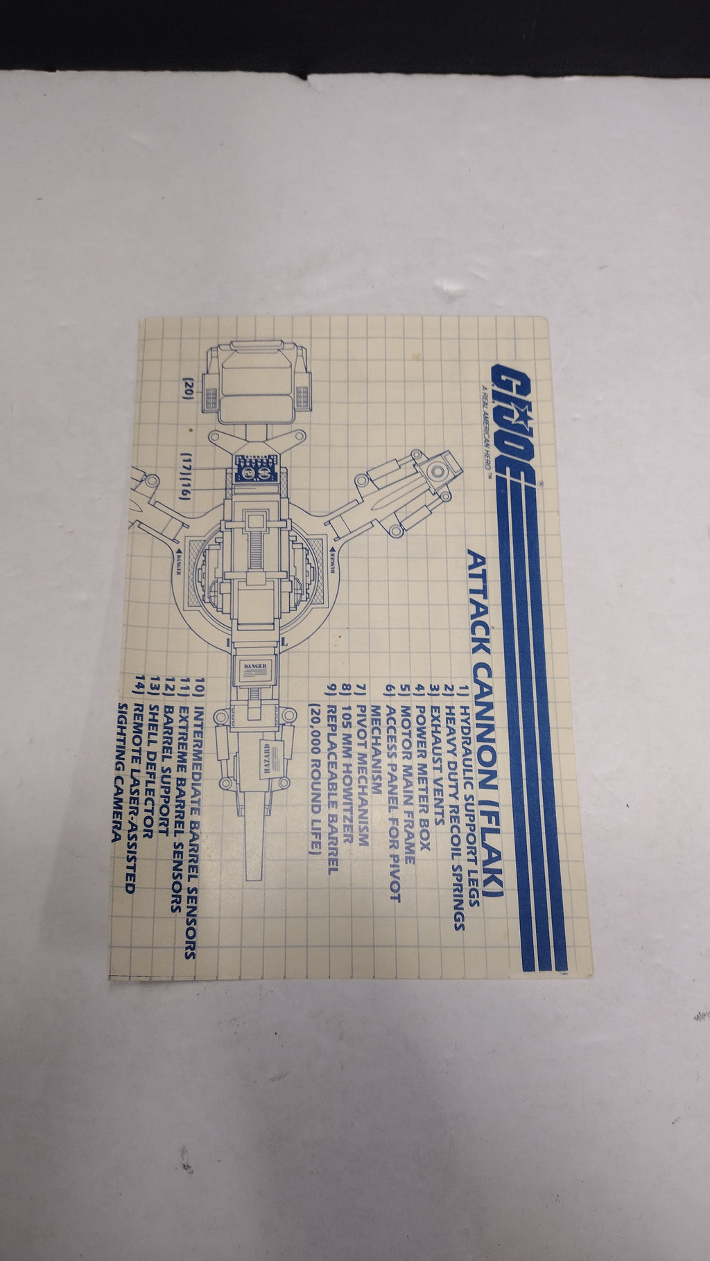 Vintage 1982 G.I. Joe - Attack Cannon (FLAK) Instructions