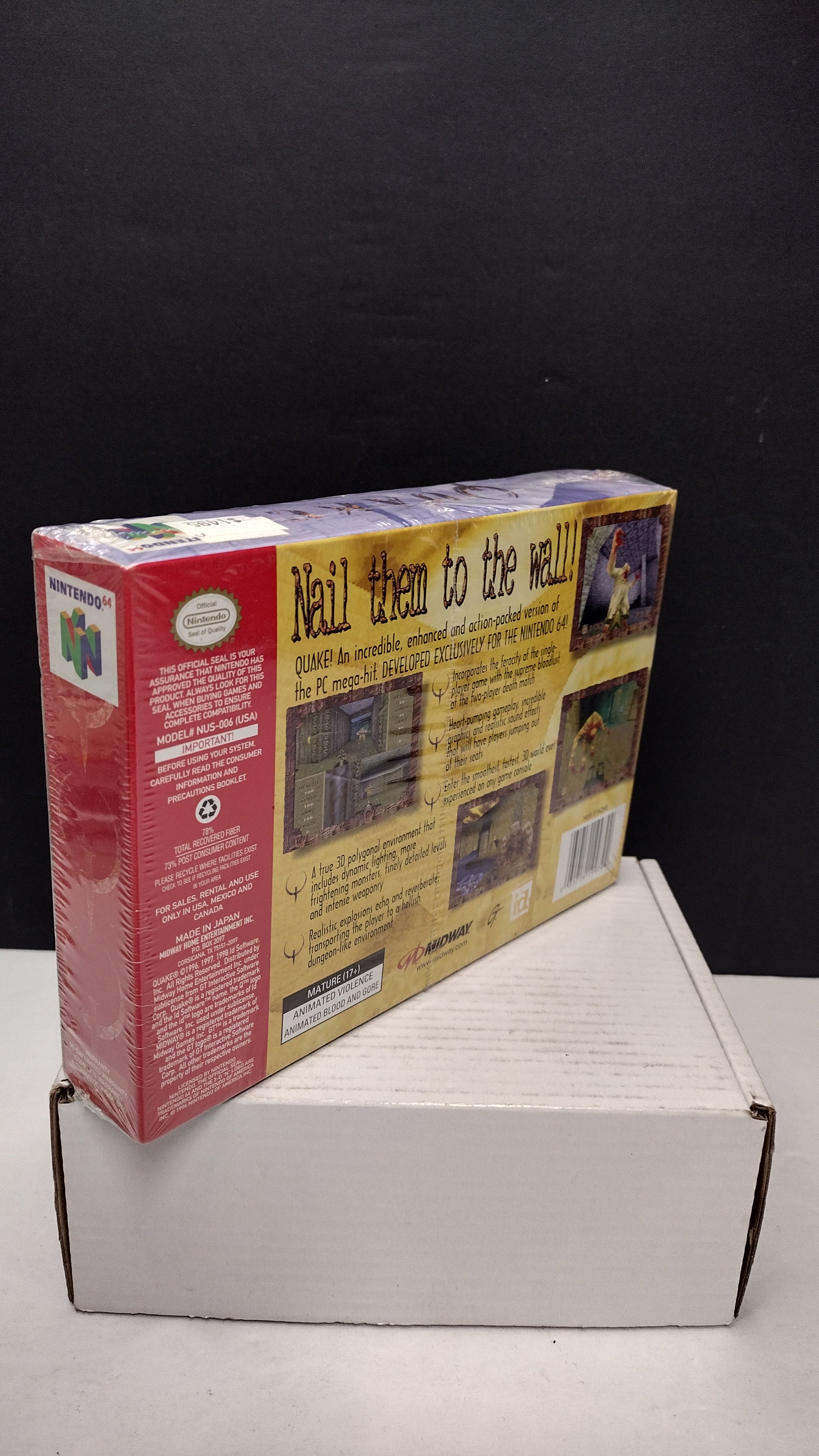 Vintage 1997 Nintendo 64 Quake Game (Complete & Factory Sealed in Box with Protector)