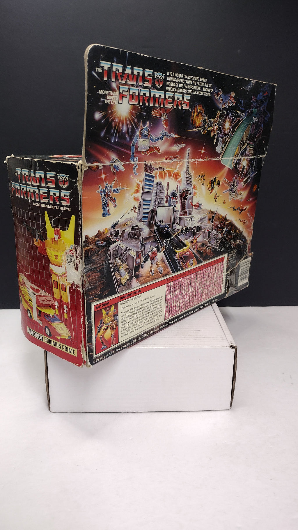 1986 Vintage Original G1 Transformers Rodimus Prime Box (Hasbro - Packaging Only / Heavy Box Wear)