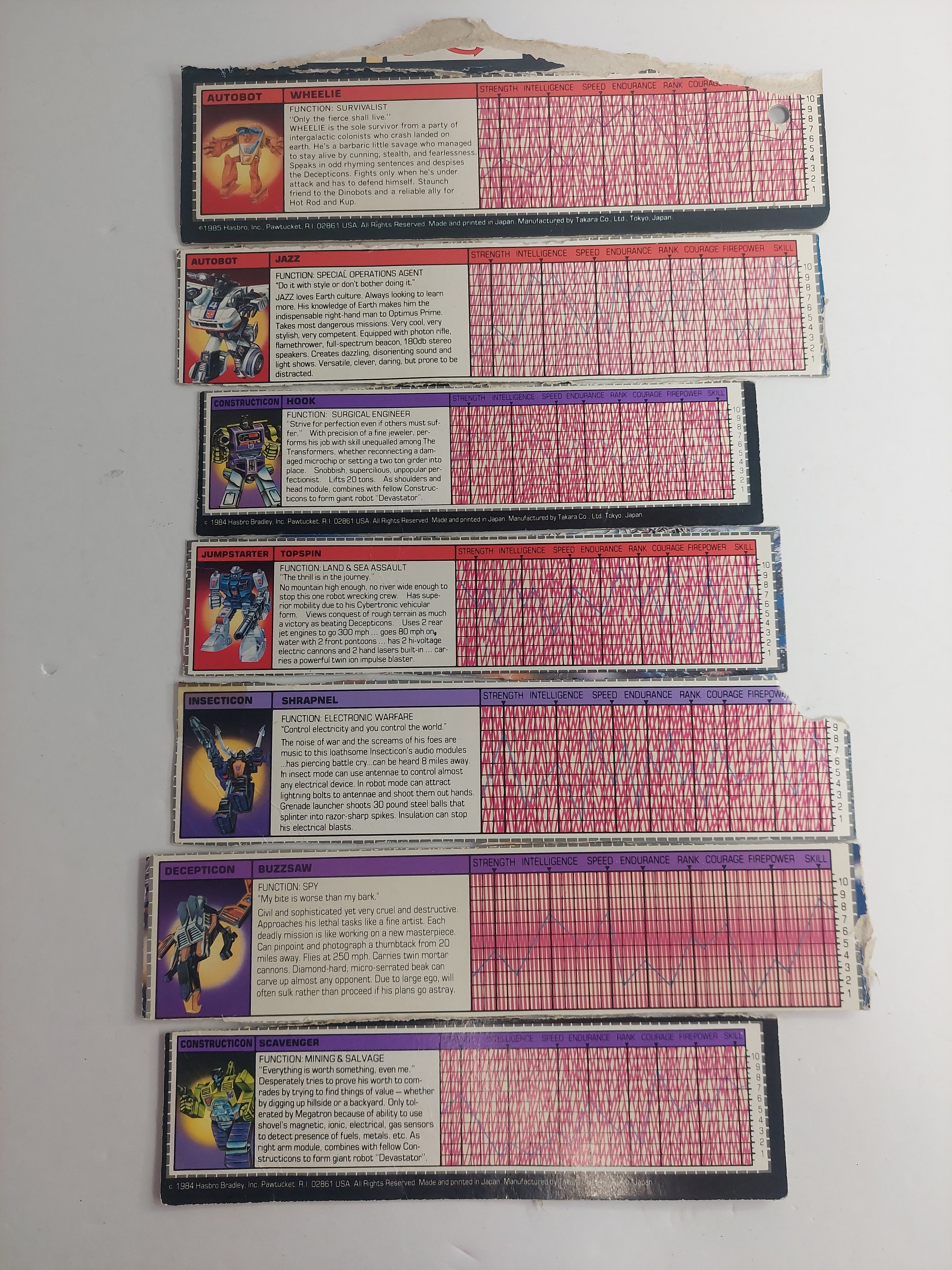 Transformers G1 Spec Card Lot