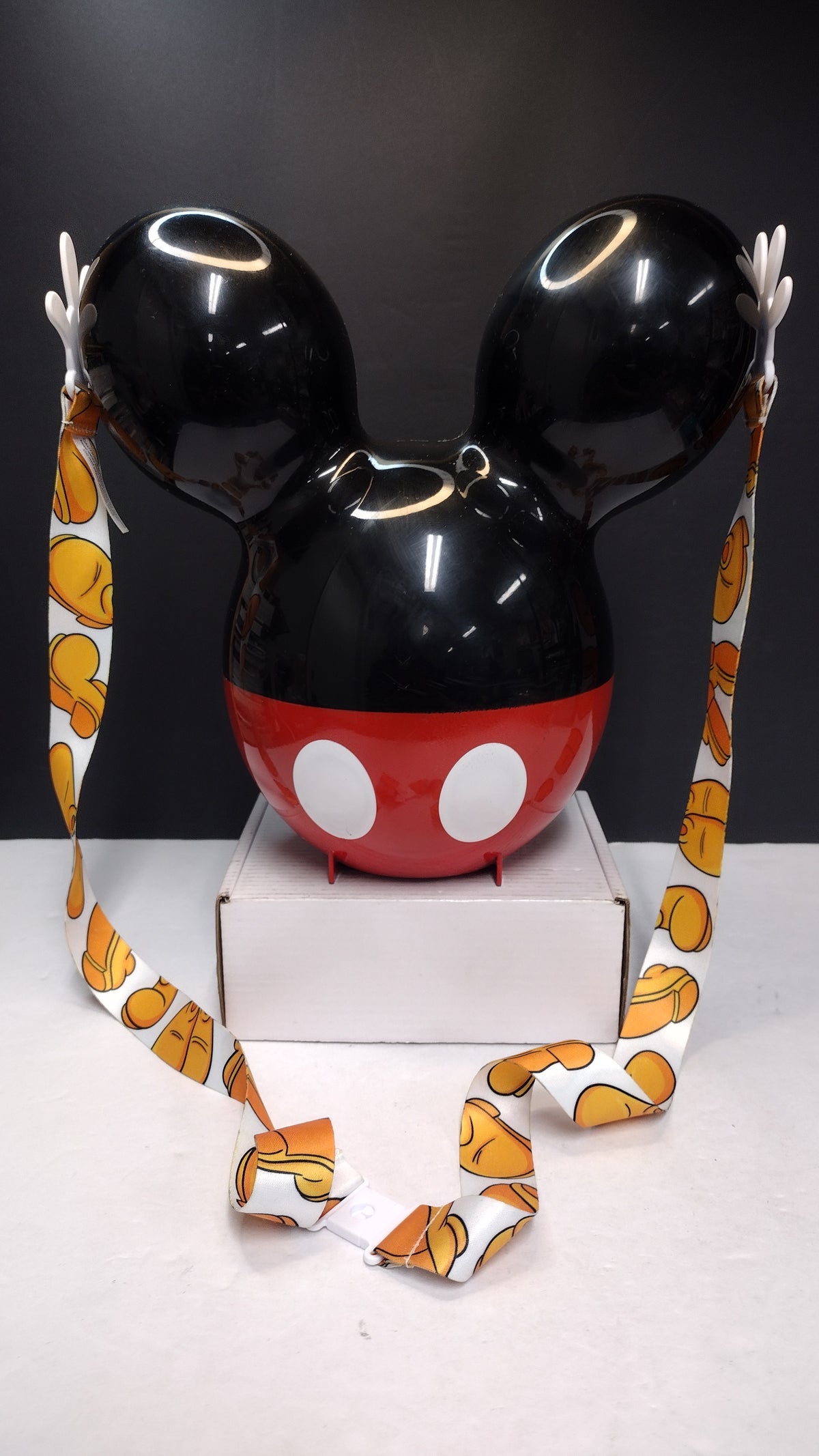 Disney Parks Mickey Mouse Balloon Popcorn Bucket Black Ears Red Pants Used