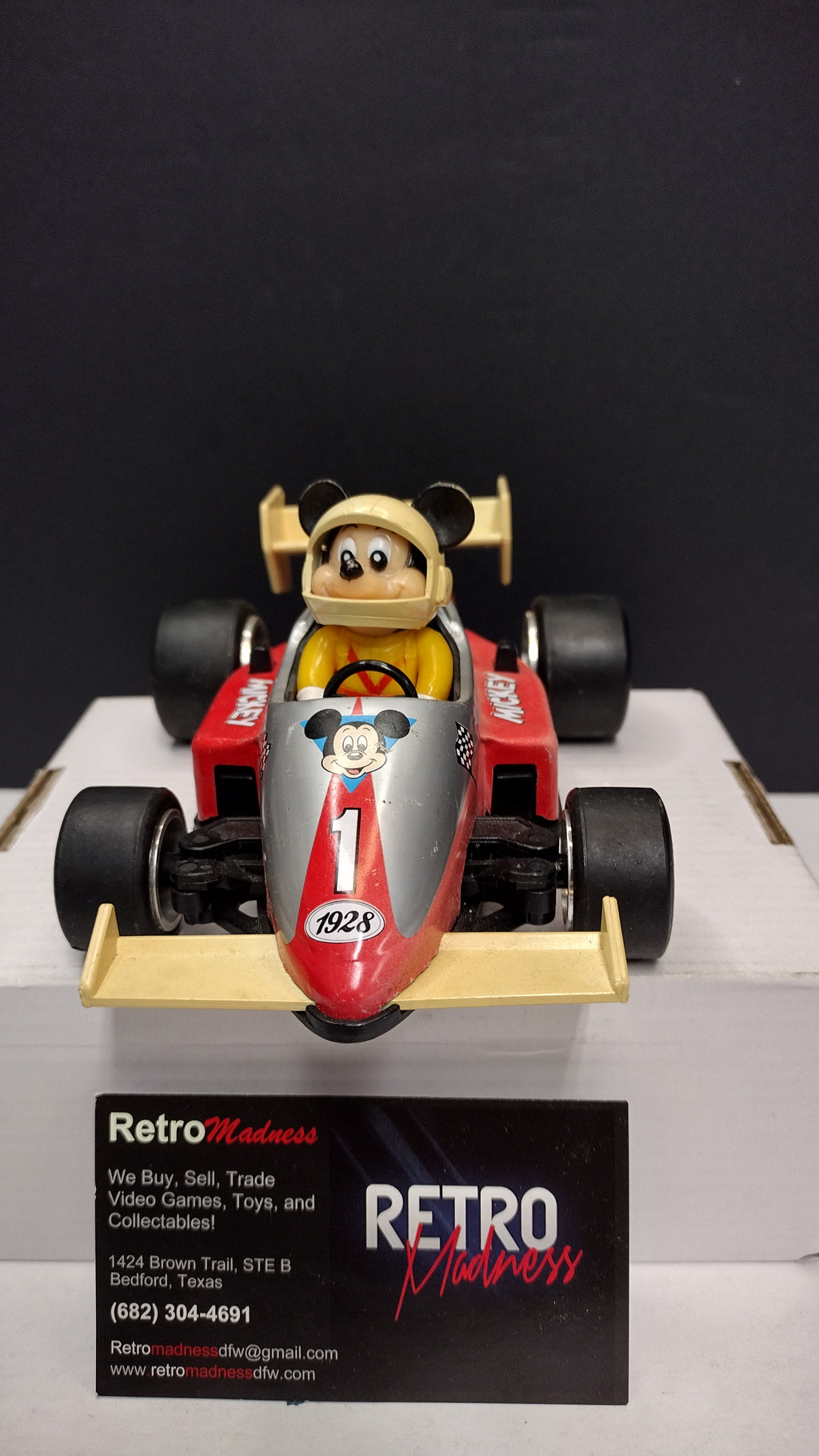Vintage 1988 Masudaya Mickey Mouse "M-1 Champ" 1928 Race Car (Made in Japan)