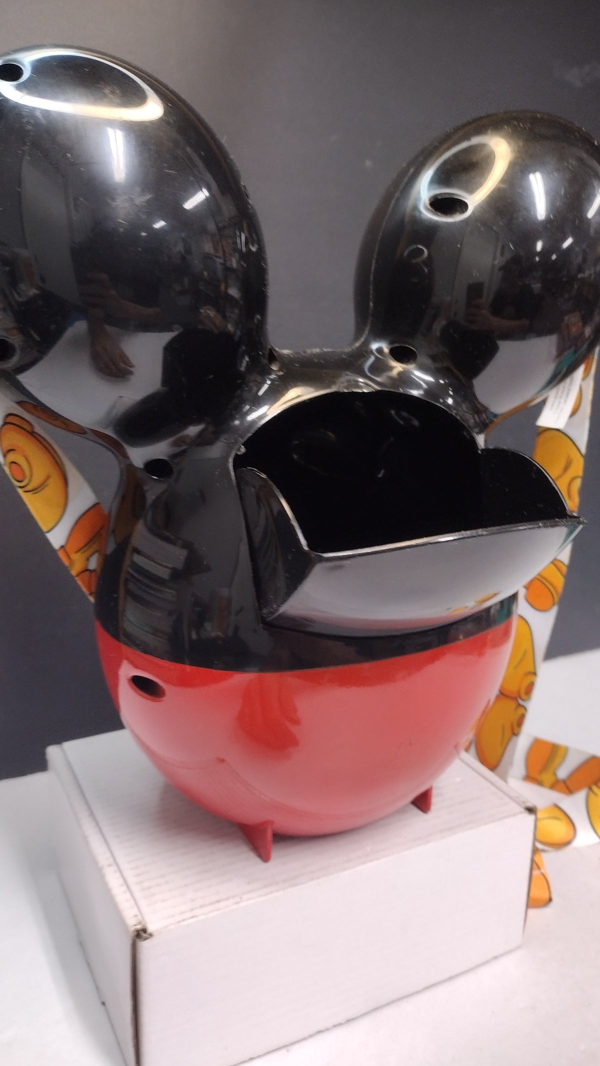 Disney Parks Mickey Mouse Balloon Popcorn Bucket Black Ears Red Pants Used