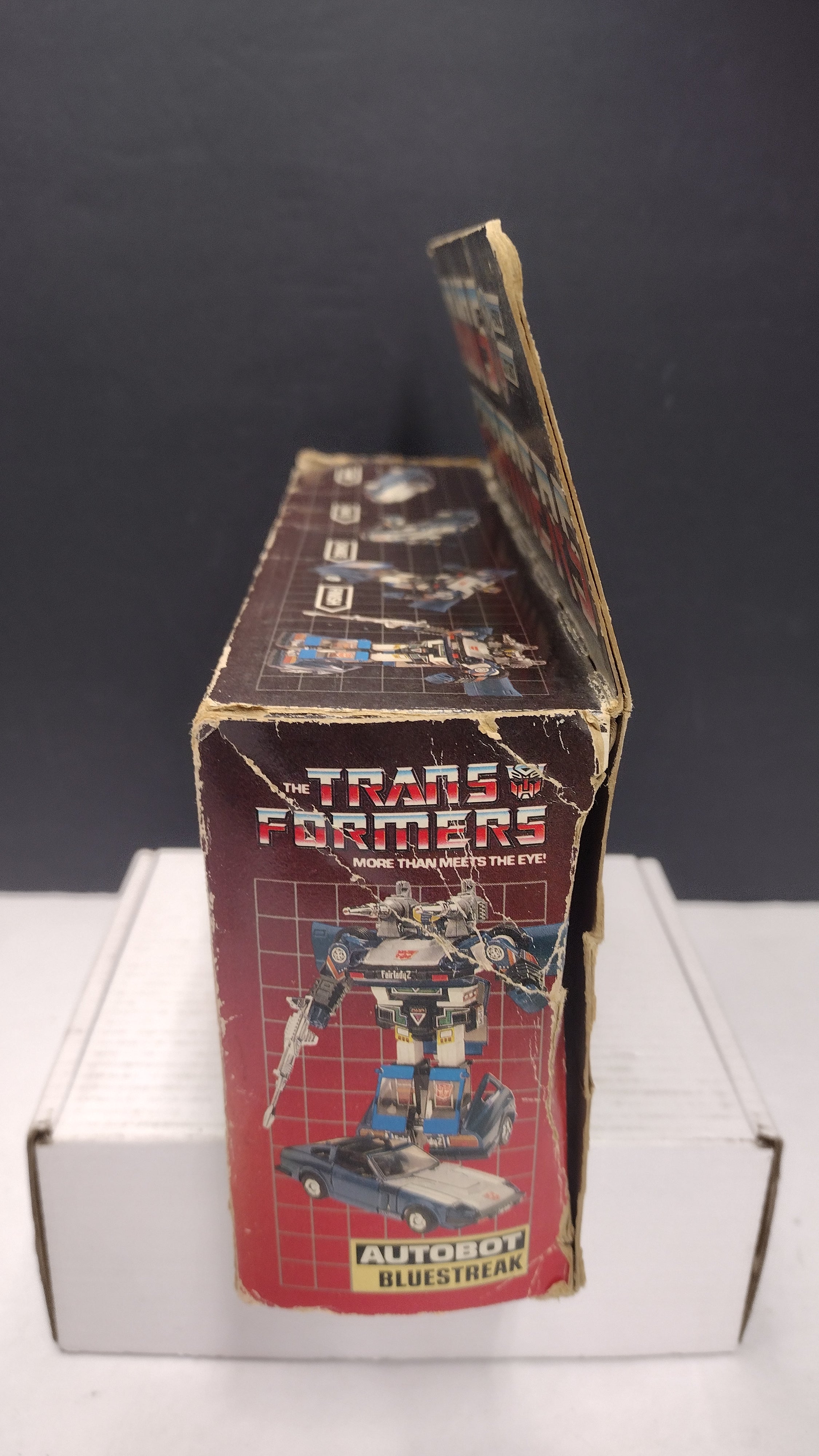 1984 Vintage Original G1 Transformers Bluestreak Box with Reissue Inner Bubble (Hasbro - Packaging Only / Heavy Box Wear)