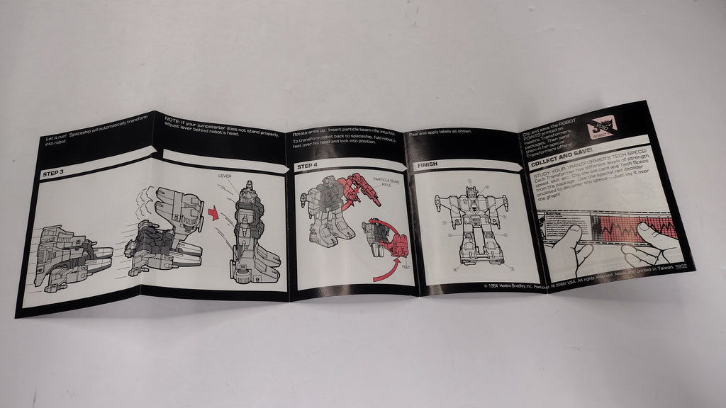 Vintage 1984 Original G1 Transformers Topspin - Instruction Booklet