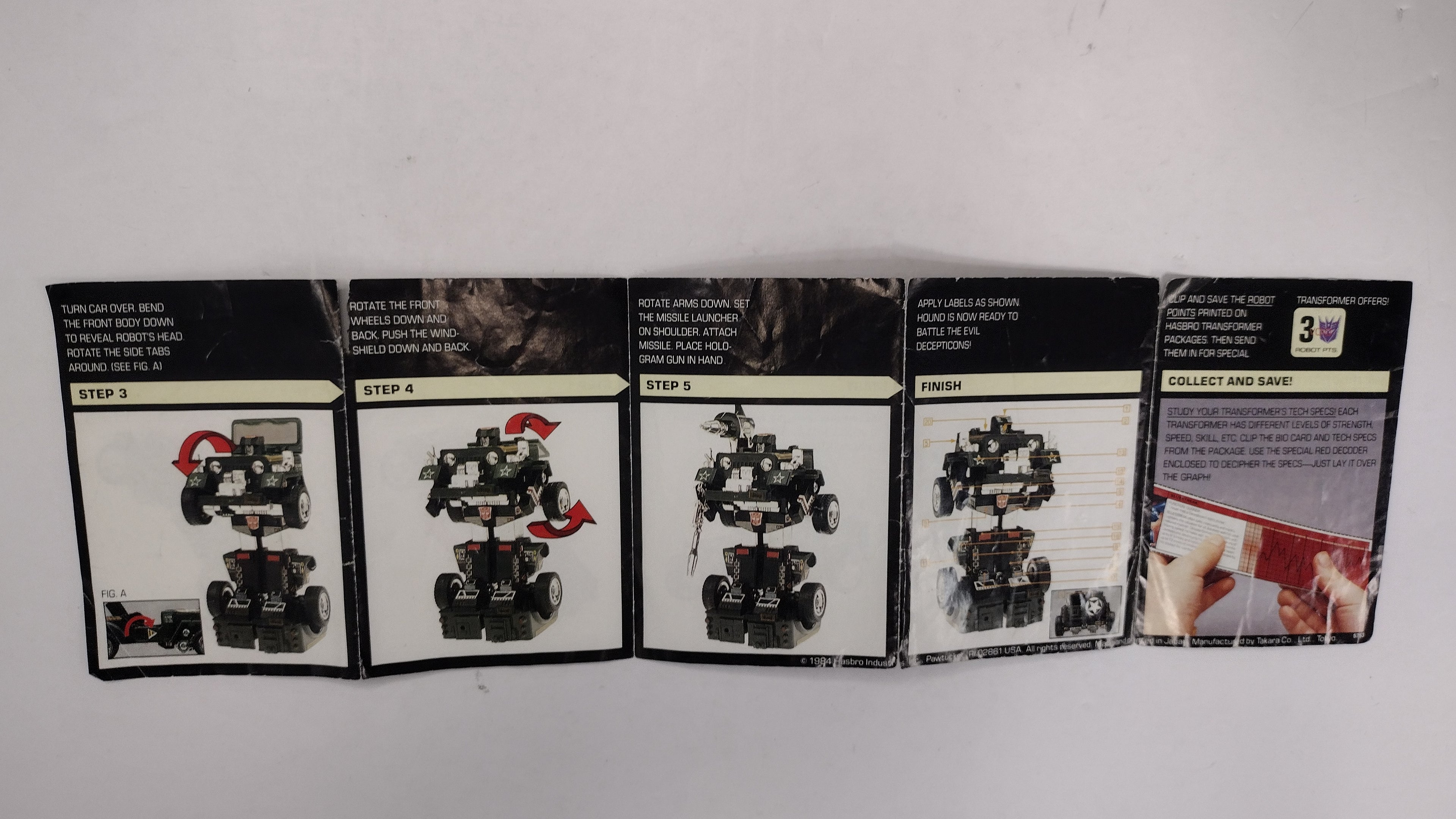 Vintage 1984 Original G1 Transformers Hound Instruction Booklet