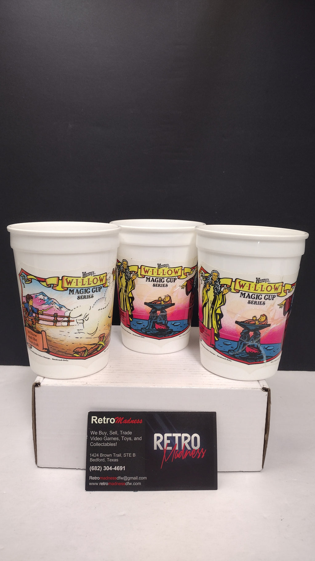 Vintage 1988 Willow Movie Wendy's Magic Cup 3-Cup Collector's Lot