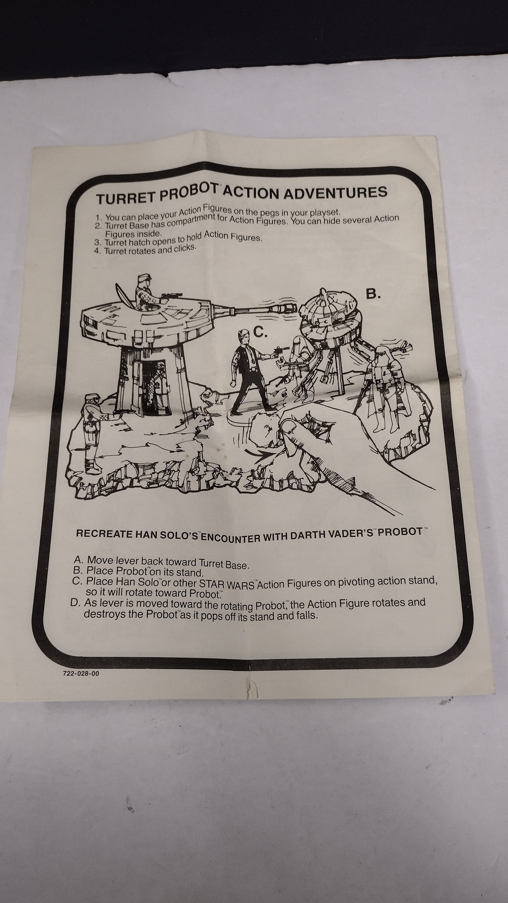 Vintage 1981 Star Wars Empire Strikes Back-Turret Probot Playset Instructions