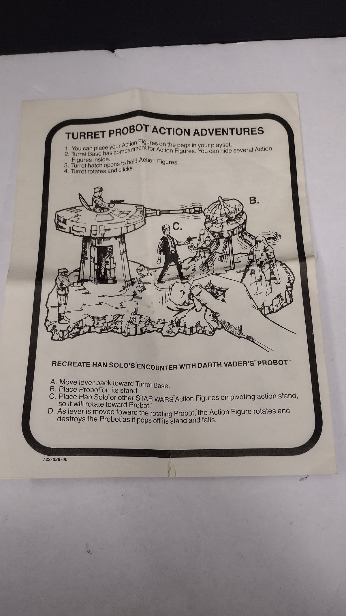 Vintage 1981 Star Wars Empire Strikes Back-Turret Probot Playset Instructions