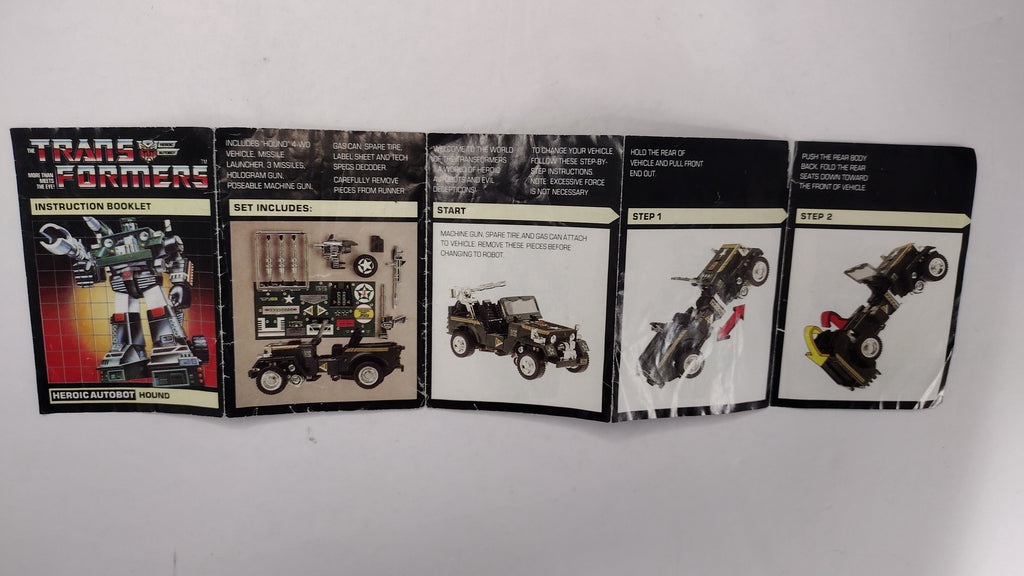 Vintage 1984 Original G1 Transformers Hound Instruction Booklet