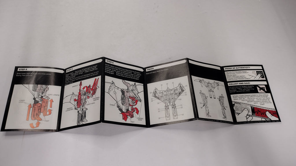 Vintage 1986 Original G1 Transformers Swoop - Instruction Booklet