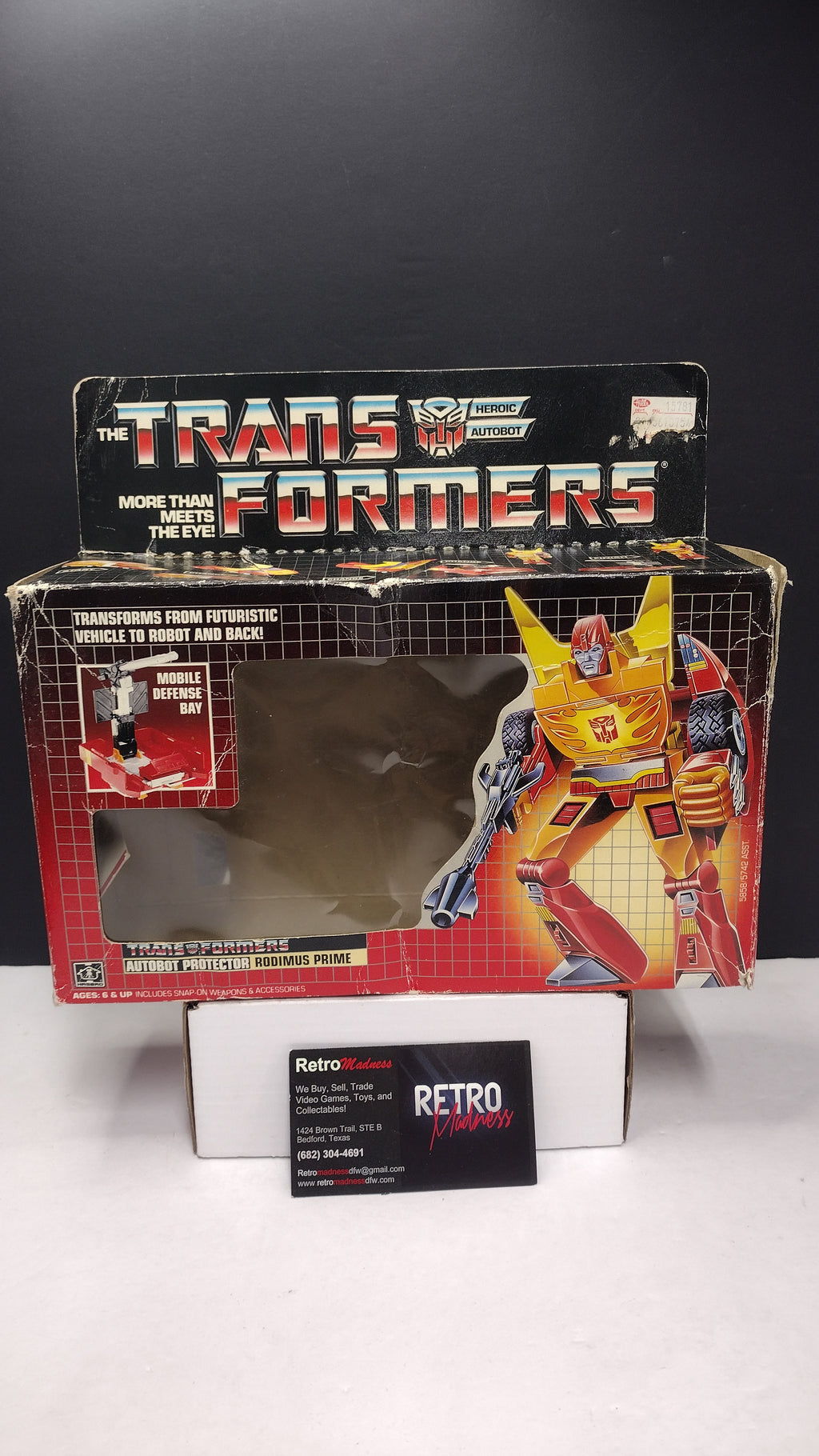 1986 Vintage Original G1 Transformers Rodimus Prime Box (Hasbro - Packaging Only / Heavy Box Wear)