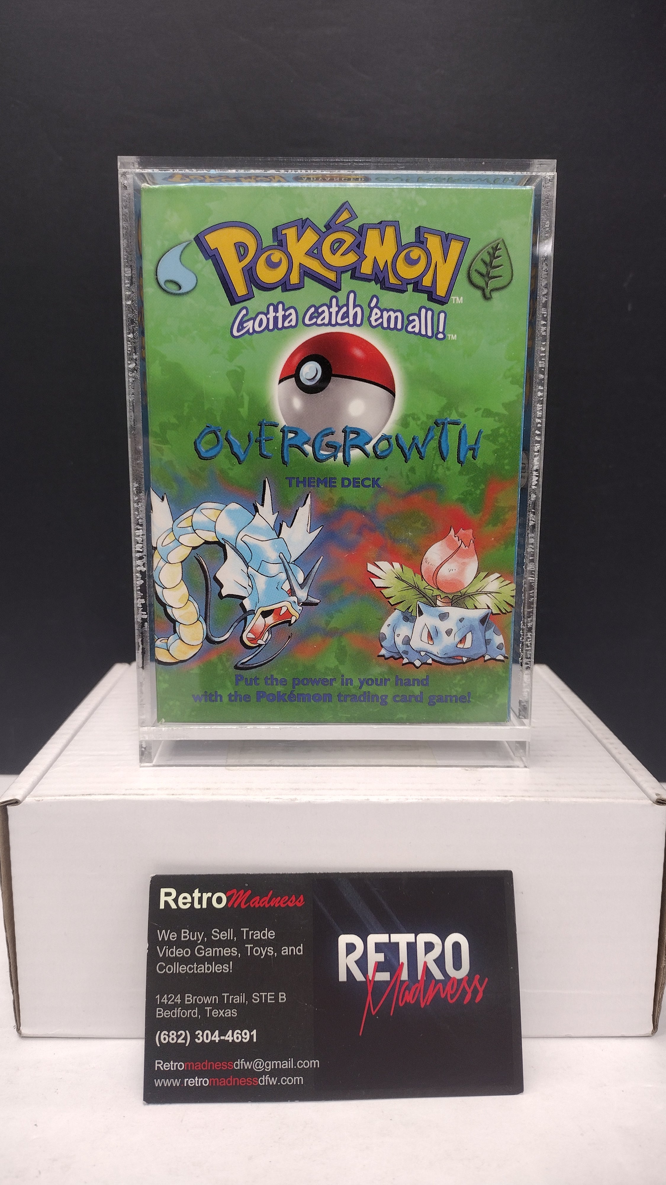 Vintage 1999 Pokémon TCG Base Set "Overgrowth" Theme Deck Box & Rulebook Manual (Wizards of the Coast - Box & Manual Only / No Cards - Includes Acrylic Protector)