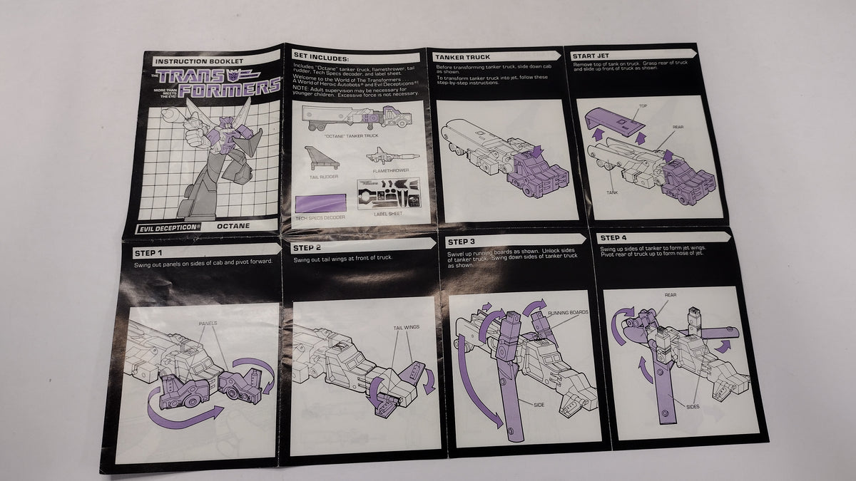 Vintage 1986 Original G1 Transformers Octane Instruction Booklet