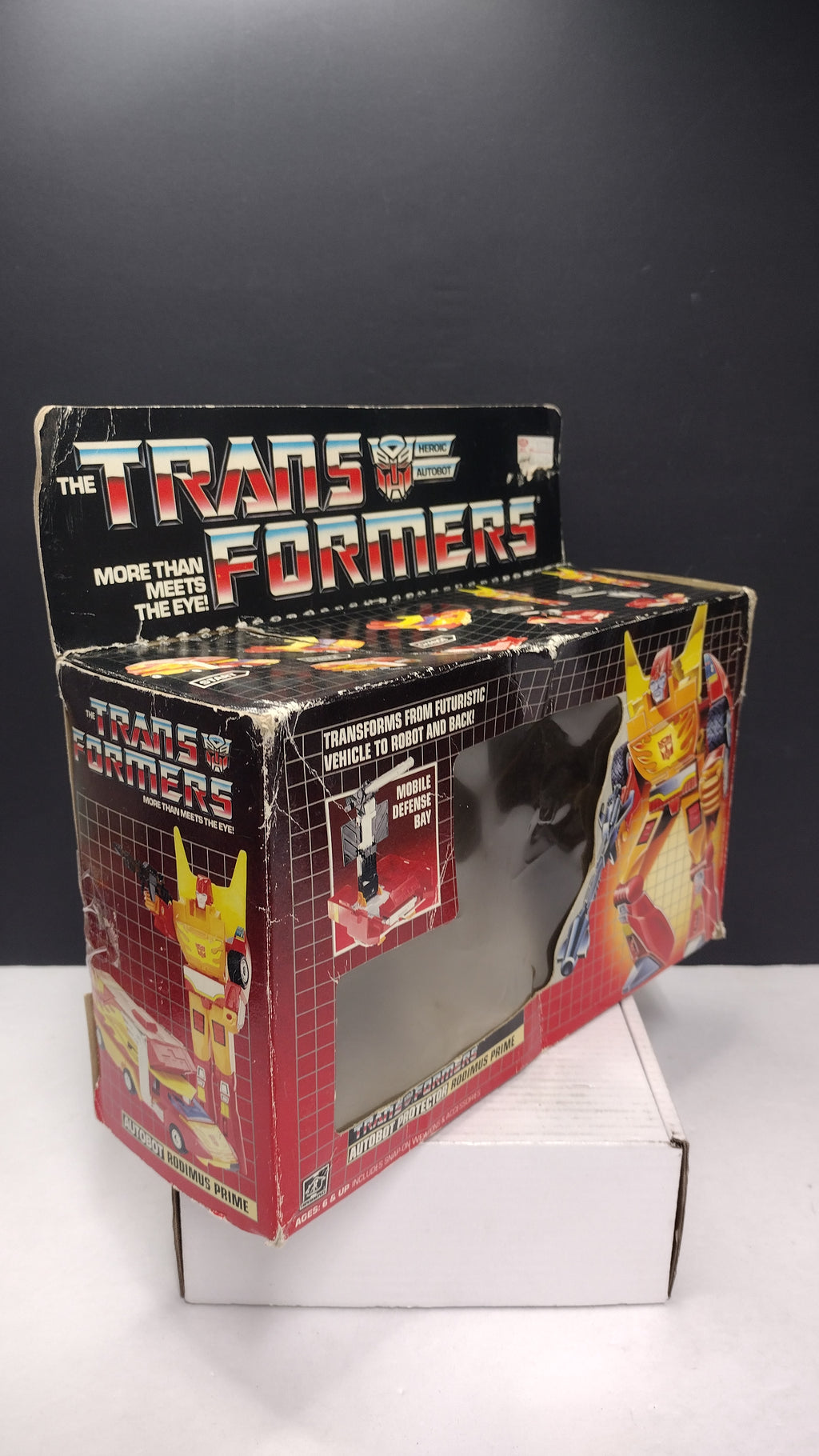 1986 Vintage Original G1 Transformers Rodimus Prime Box (Hasbro - Packaging Only / Heavy Box Wear)
