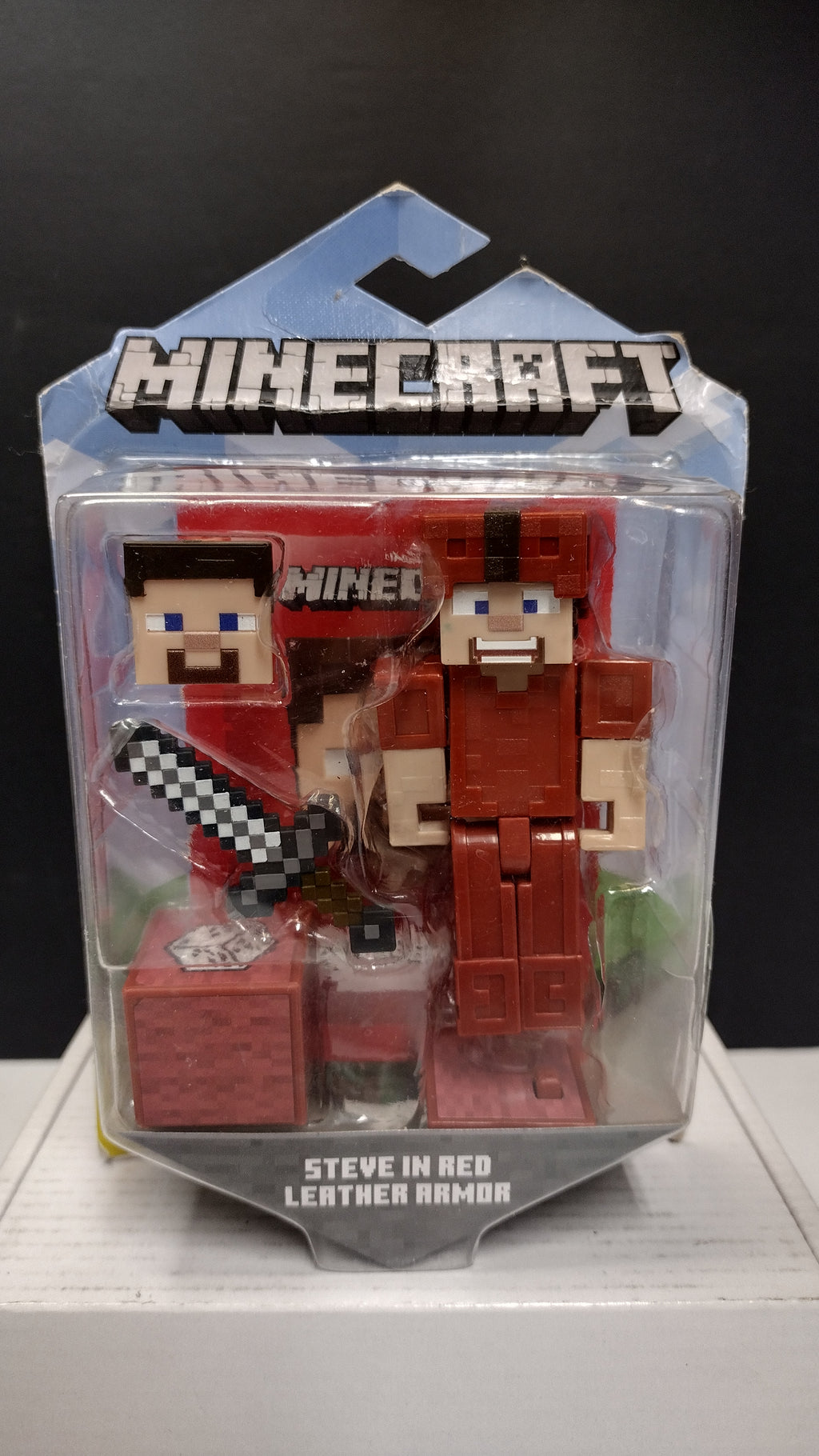 2020 Mattel Mojang Minecraft Steve in Red Leather Armor 3" Figure- On Card