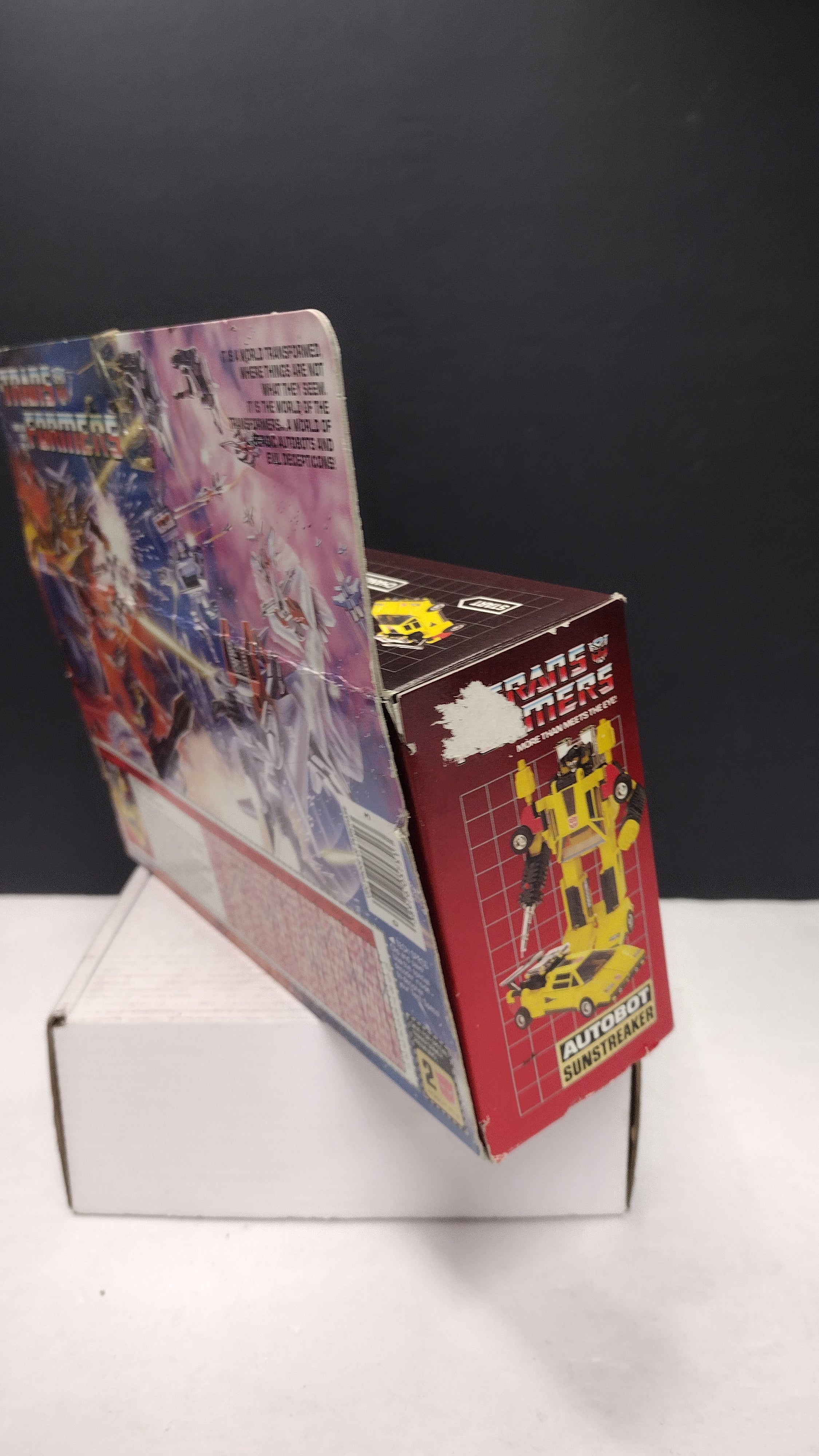 1984 Vintage Original G1 Transformers Sunstreaker Box with Reissue Inner Bubble (Hasbro - Packaging Only / Box Heavy Wear)