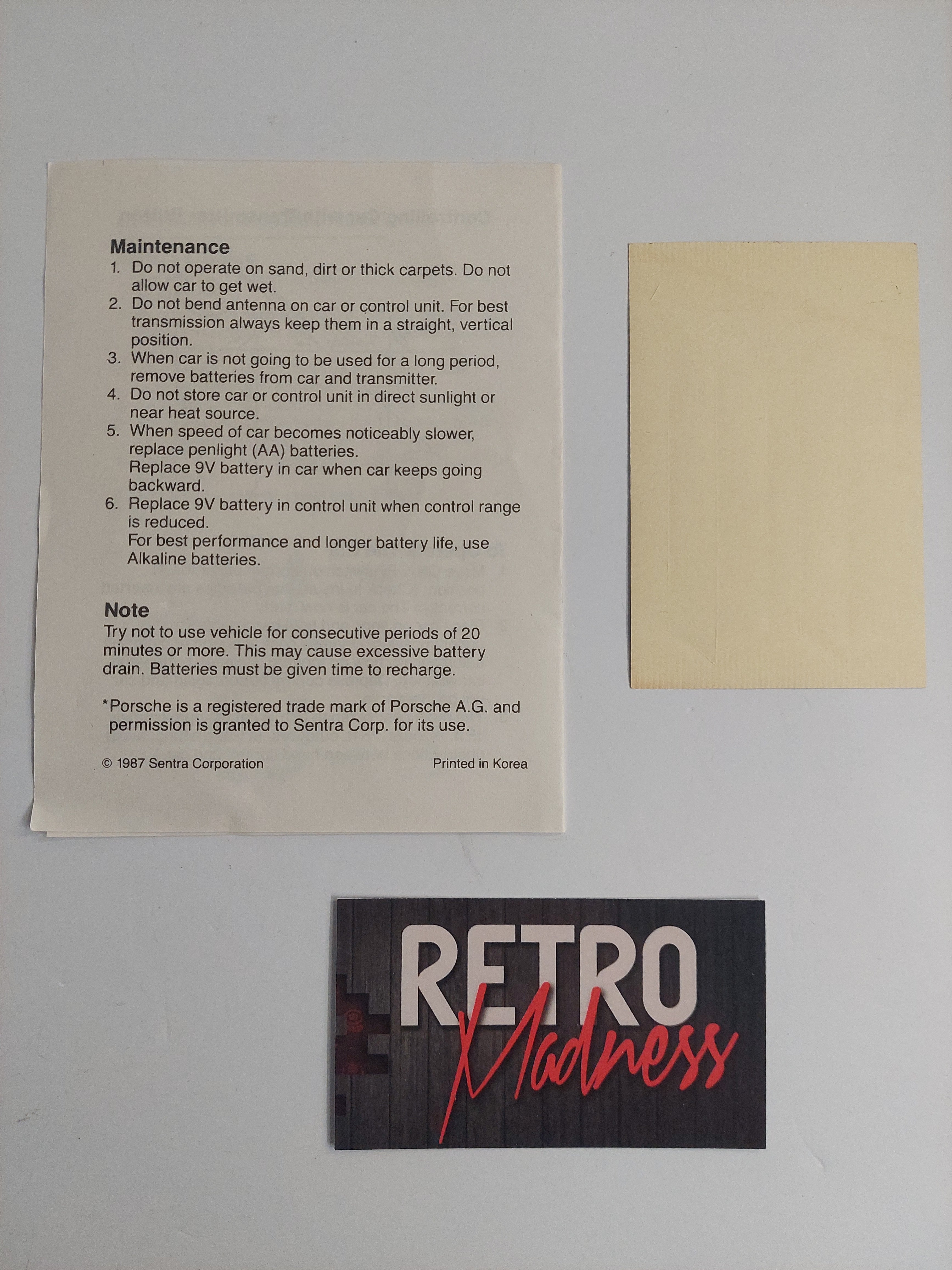 Radio Controlled Porsche 930 Turbo Operating Instructions and Decal Sheet ONLY