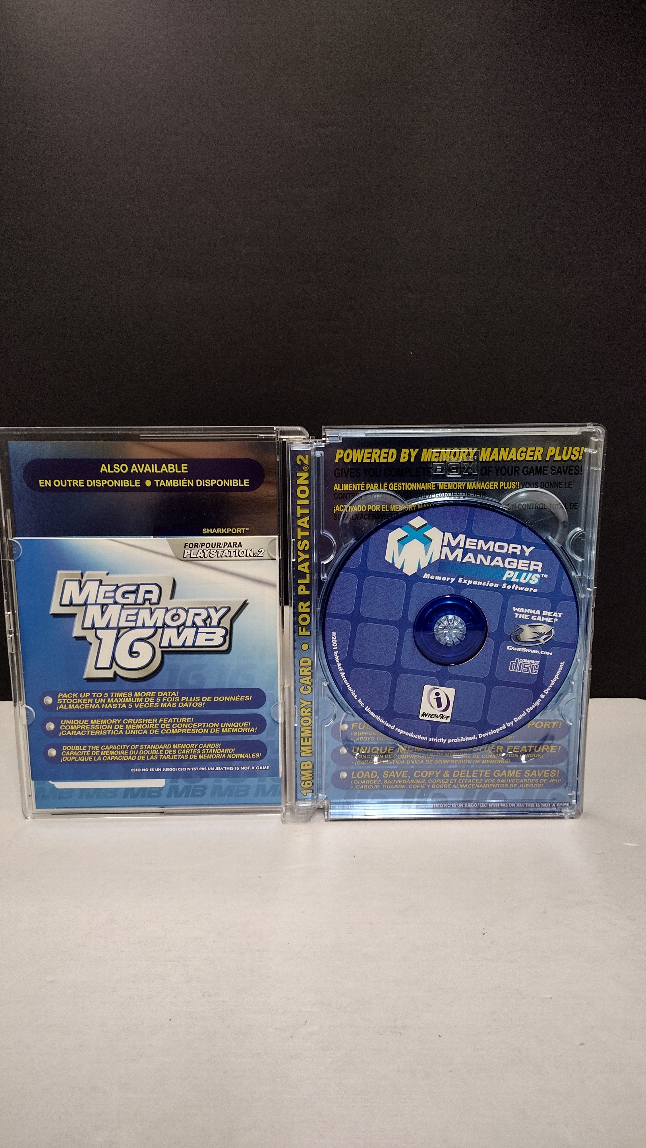 Vintage InterAct Mega Memory 16MB Memory Manager Disc, Case & Manual Lot – PlayStation 2 (PS2) – Tested & Working
