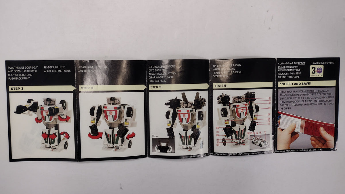 Vintage 1984 Original G1 Transformers Wheeljack Instruction Booklet
