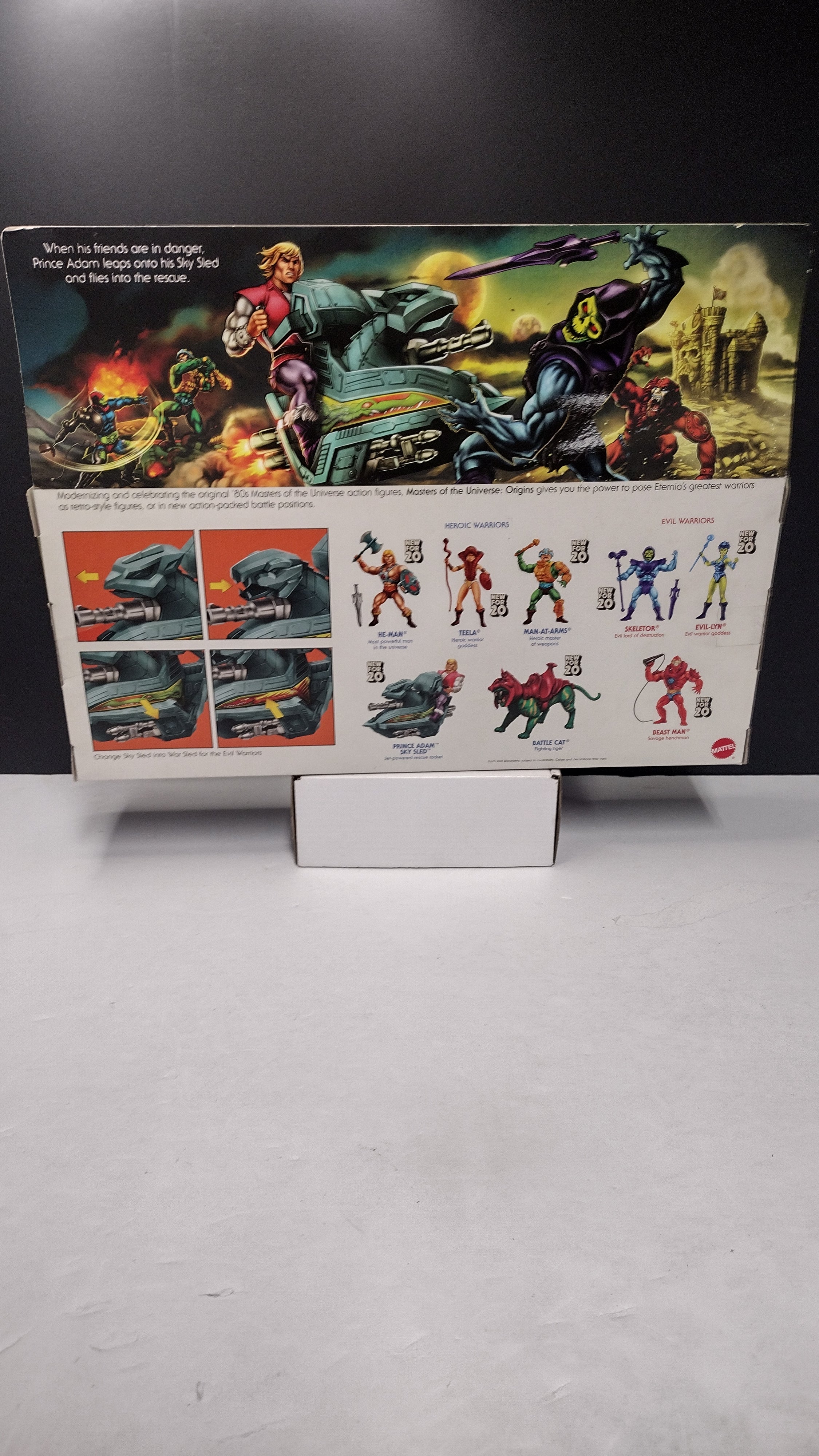 Masters of the Universe Origins: Prince Adam & Sky Sled Vehicle Set • Brand New / Factory Sealed in Original Box (Mattel 2020)