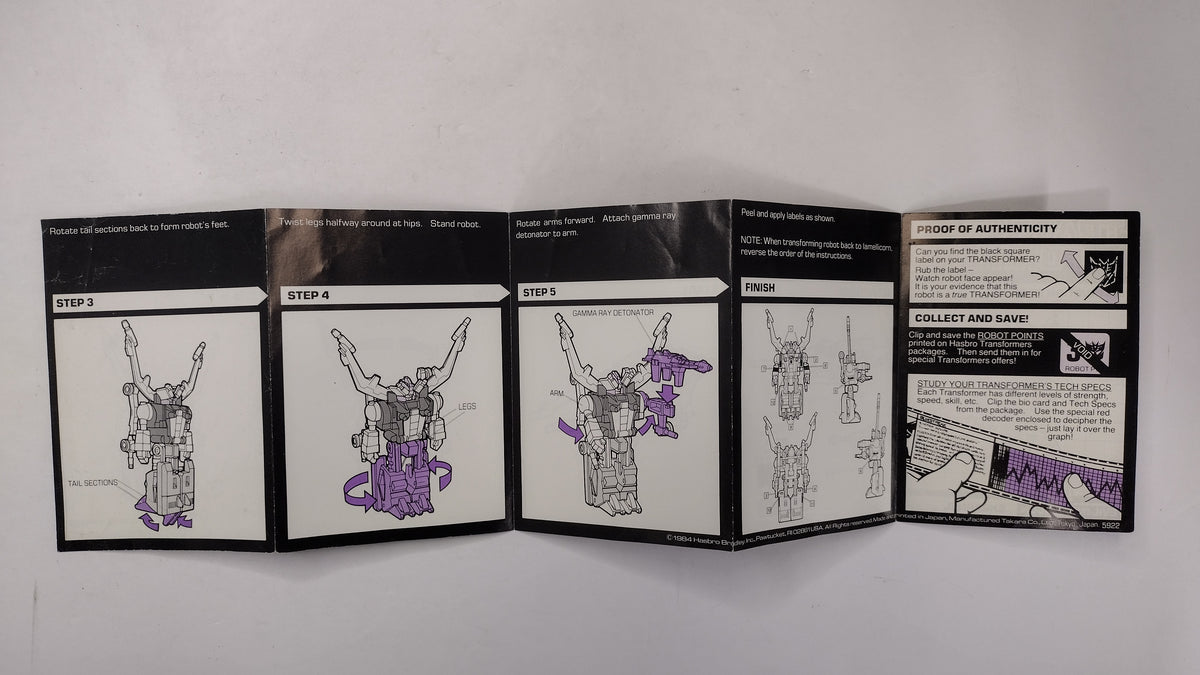 Vintage 1984 Original G1 Transformers Shrapnel Instruction Booklet