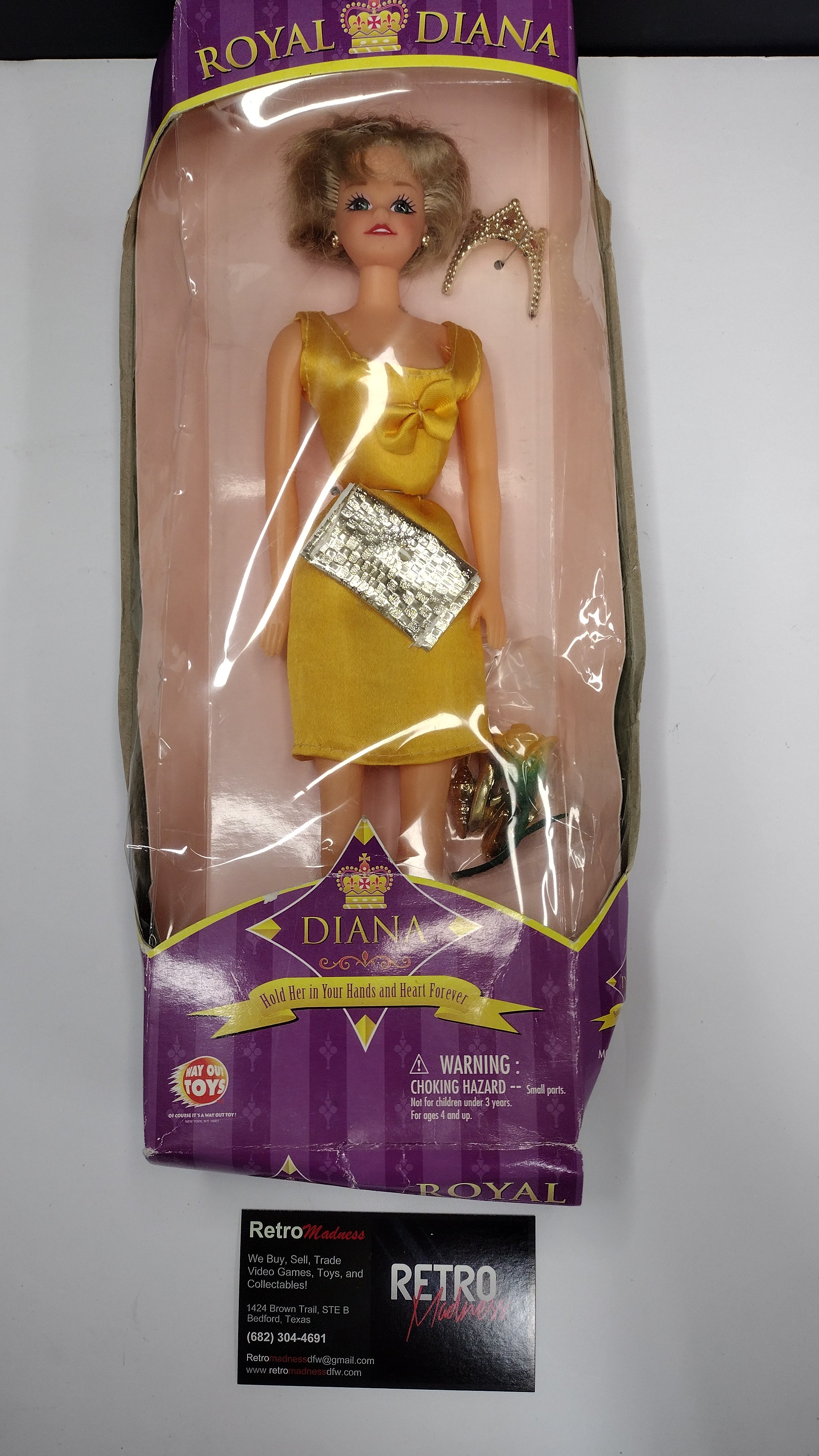 Princess Diana Collector Doll by Way Out Toys: Elegant Gold Evening Gown Edition – New In Box (Damaged Packaging)