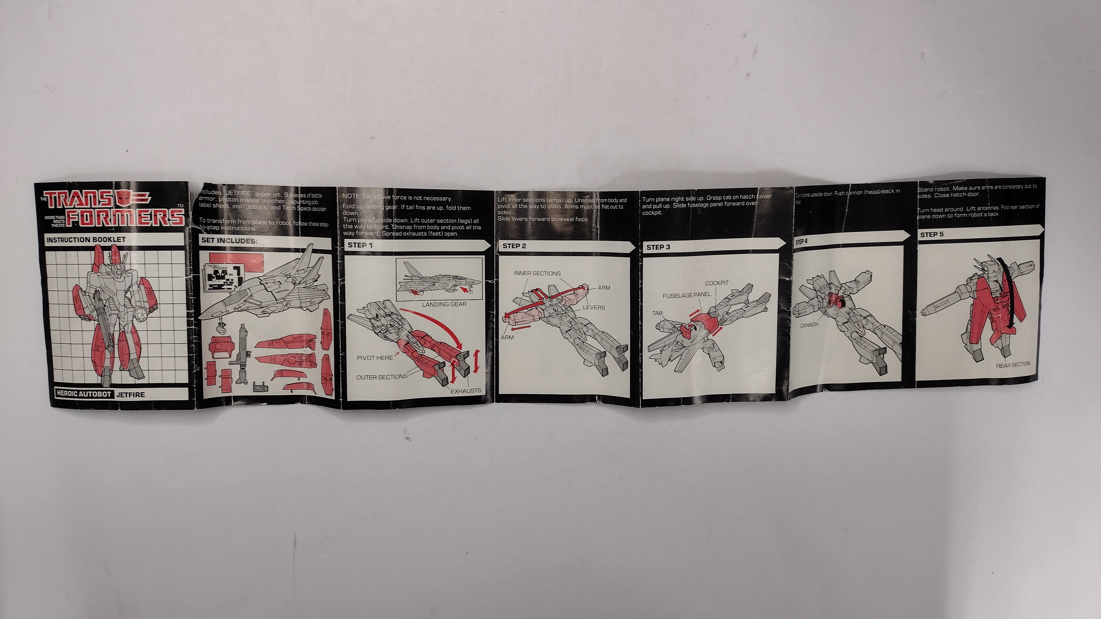 Vintage 1984 Original G1 Transformers Jetfire Instruction Booklet