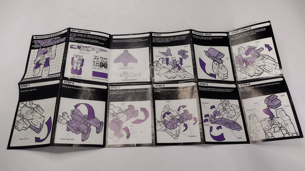 Vintage 1987 Original G1 Transformers Apeface - Instruction Booklet