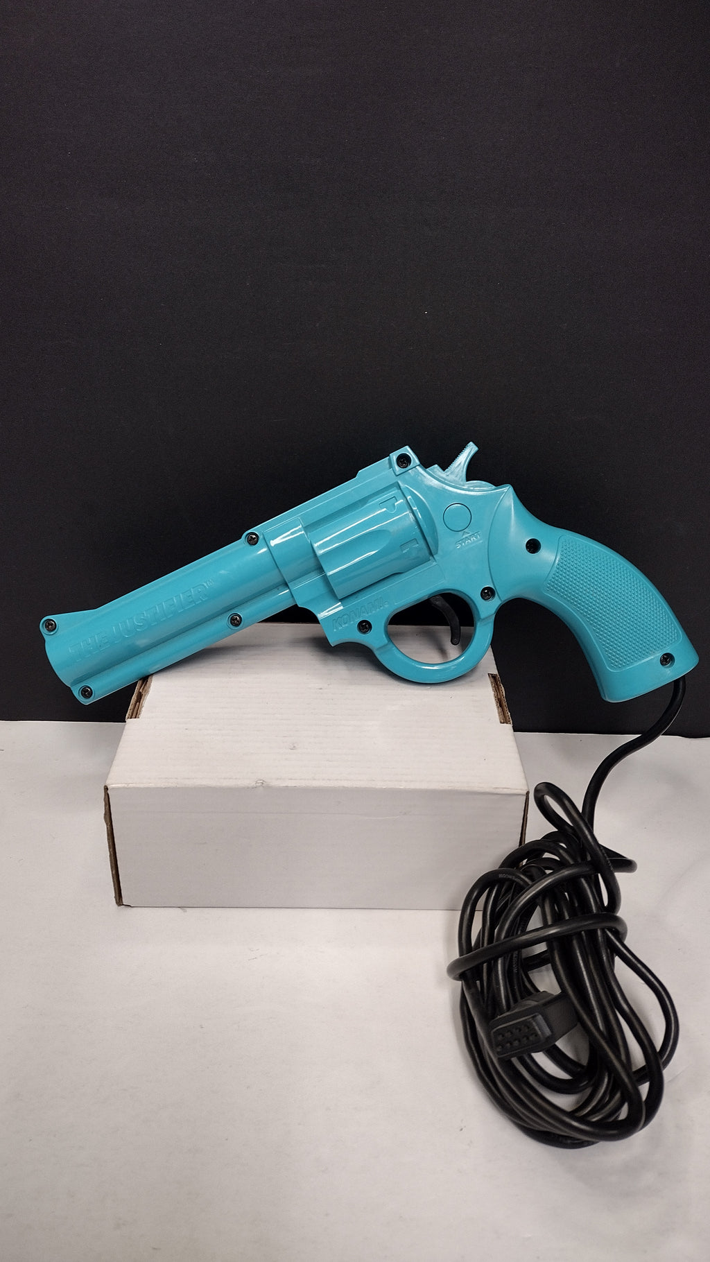 Vintage 1993 Konami "The Justifier" Blue Light Gun Pistol for Sega Genesis