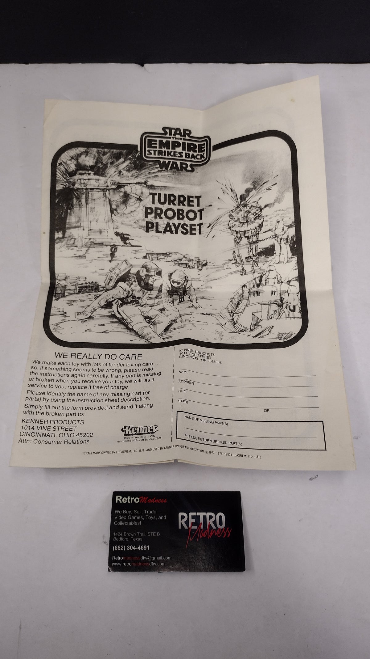Vintage 1981 Star Wars Empire Strikes Back-Turret Probot Playset Instructions