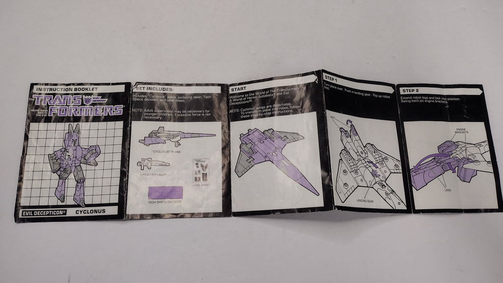 Vintage 1986 Original G1 Transformers Cyclonus - Instruction Booklet