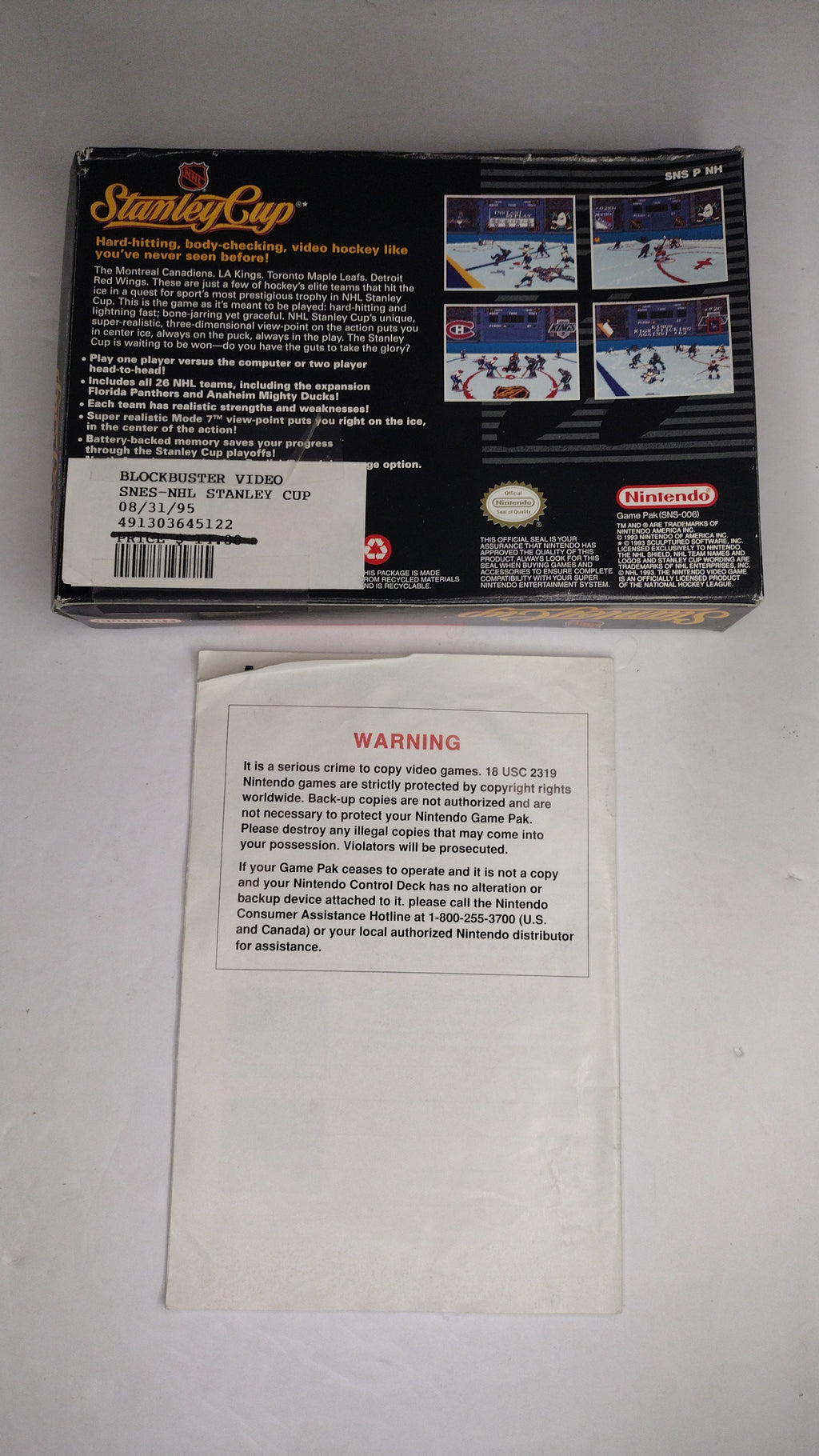 NHL Stanley Cup: SNES  Authentic Box & Manual ONLY