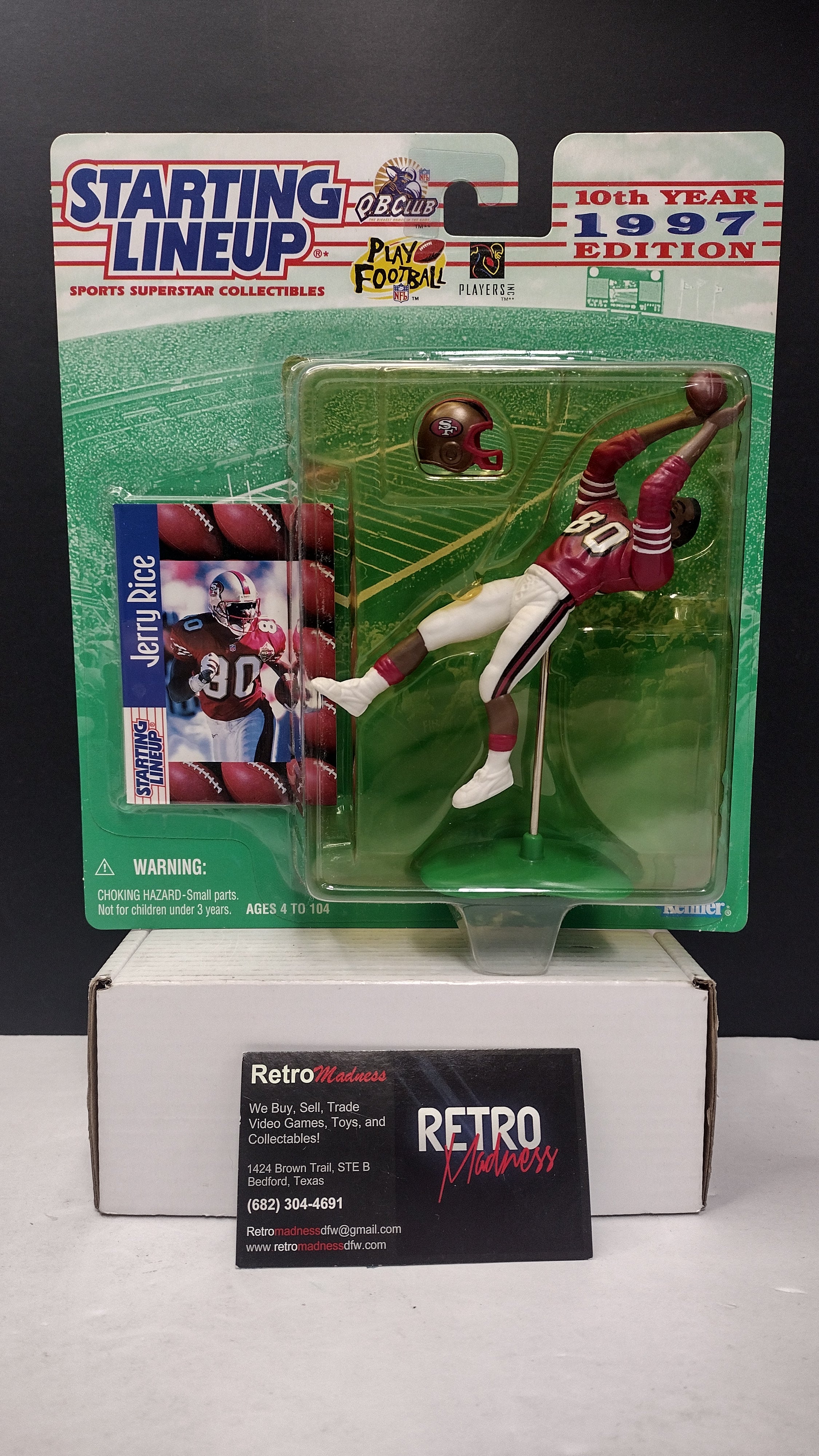 Vintage 1997 Starting Lineup NFL Football Figures Jerry Rice & Brett Favre 2-Pack (Kenner - Sealed on Card / Yellowed Bubble)