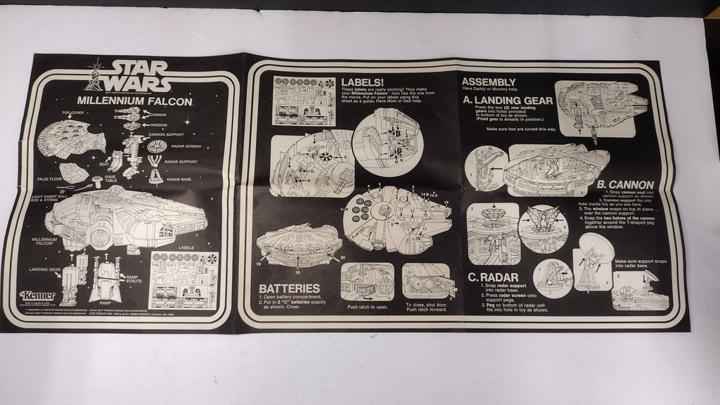 Vintage 1978 Star Wars Millennium Falcon Vehicle Instructions Sheet  Kenner