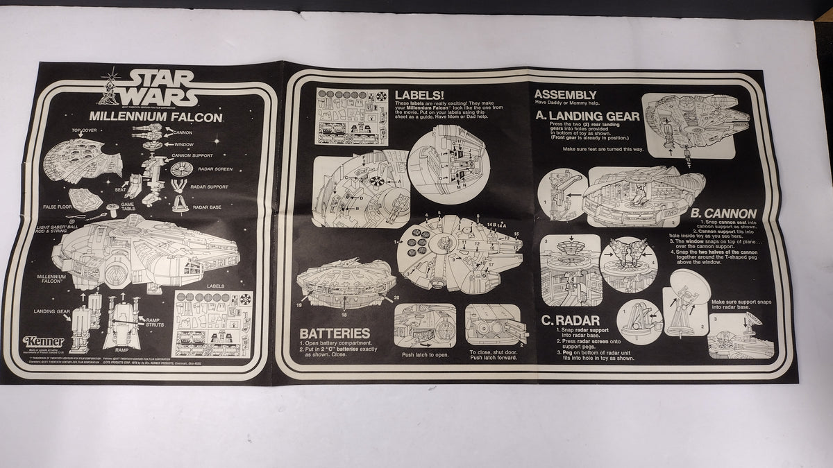 Vintage 1978 Star Wars Millennium Falcon Vehicle Instructions Sheet  Kenner