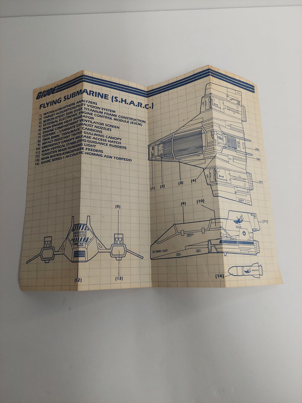 Vintage 1984 G.I. Joe Flying Submarine (S.H.A.R.C.) Blueprint Instructions
