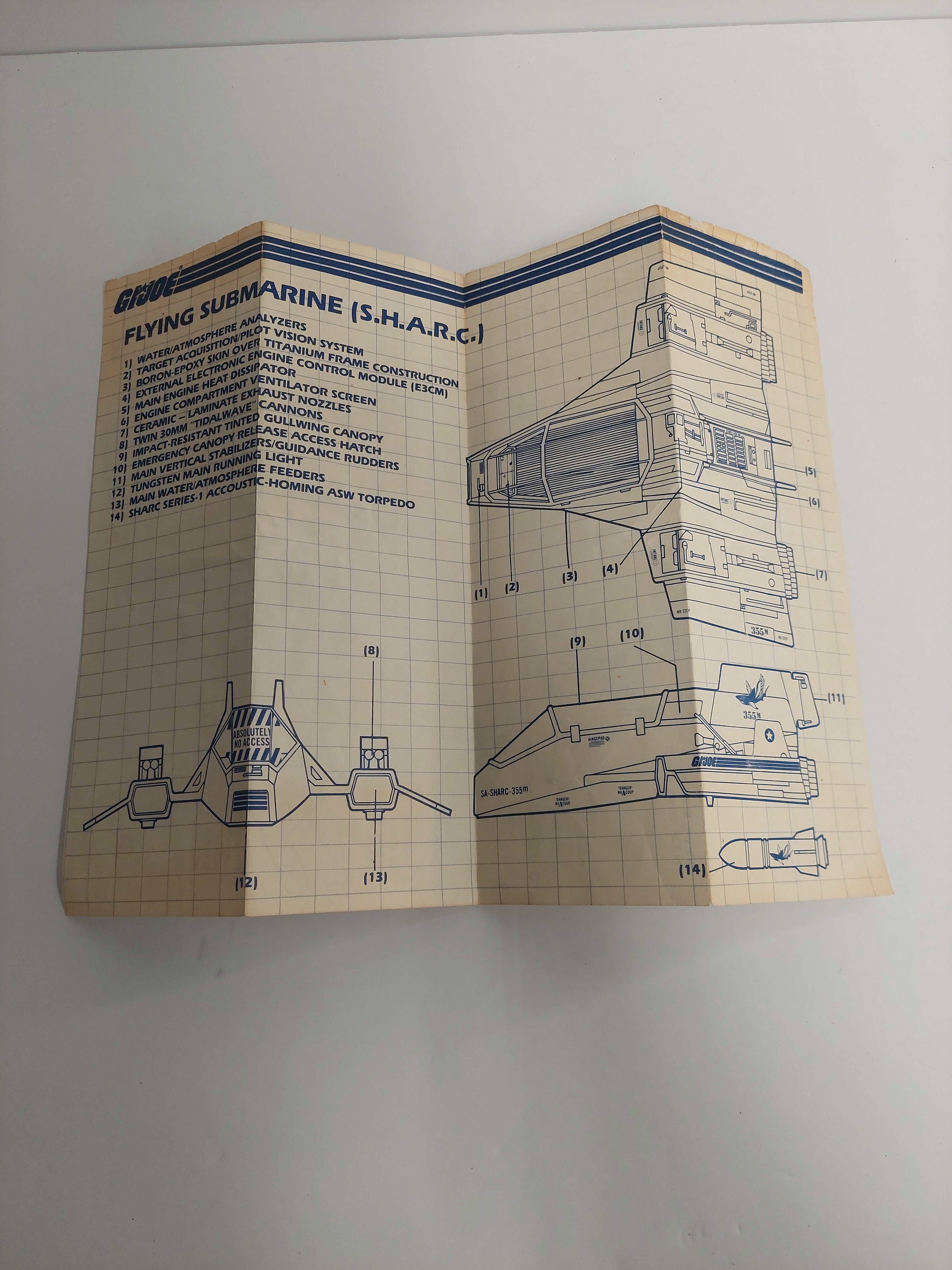 Vintage 1984 G.I. Joe Flying Submarine (S.H.A.R.C.) Blueprint Instructions
