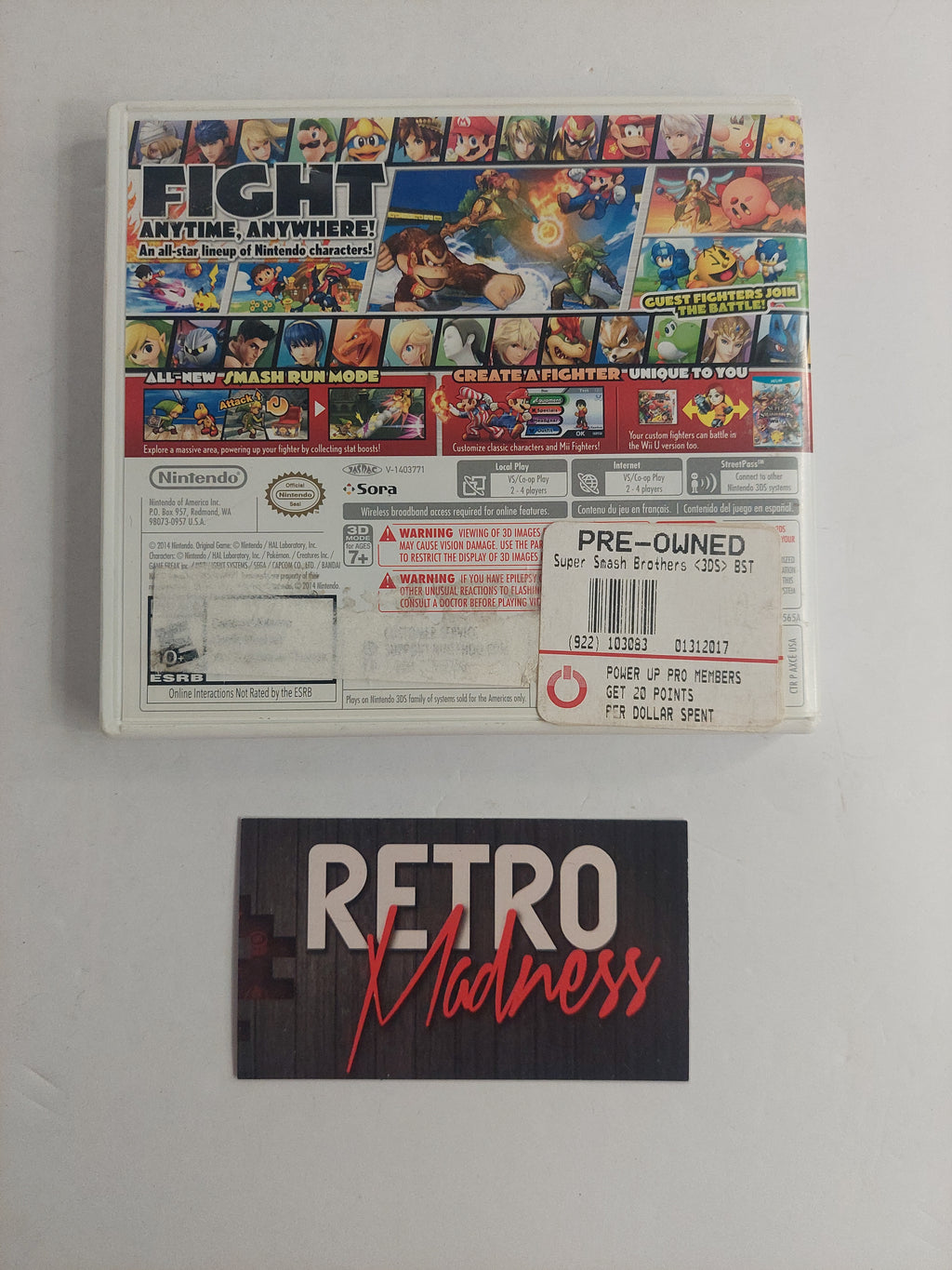 Nintendo 3DS Super Smash Bros. Game Case and Manual No Game