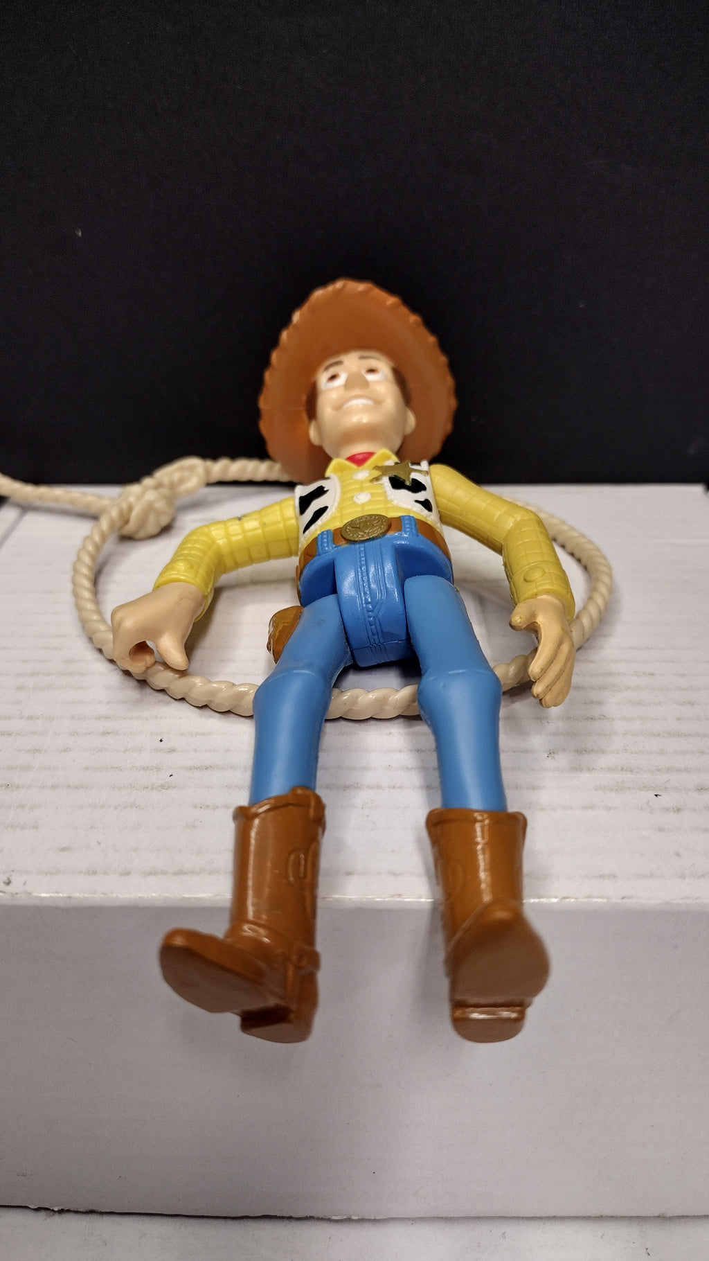 Vintage 1995 Disney Pixar Toy Story Sheriff Woody Burger King Kids Club Plastic Figure with Lasso (Loose)