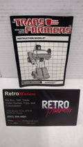Vintage 1984 Original G1 Transformers Omnibot Camshaft - Instruction Booklet