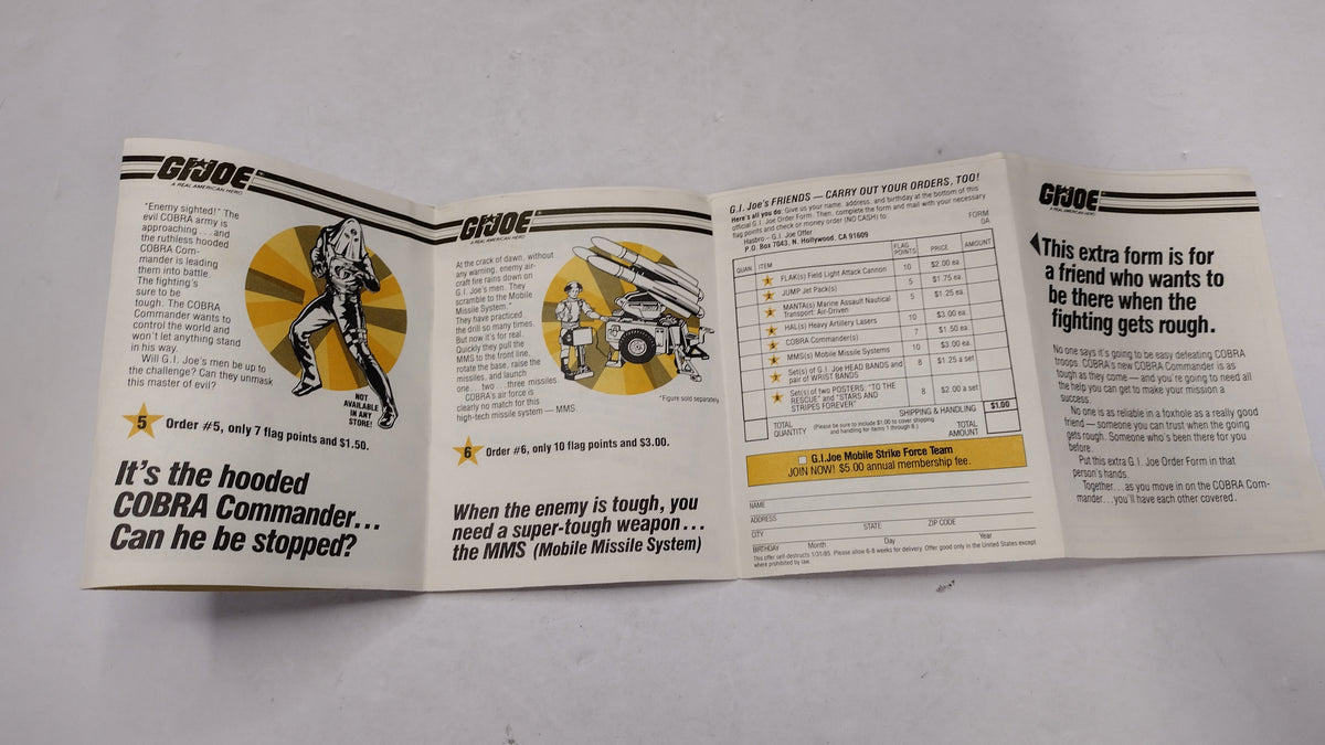 G.I. Joe 1984 Flag Points Mail In Order Form Insert Vintage Hasbro