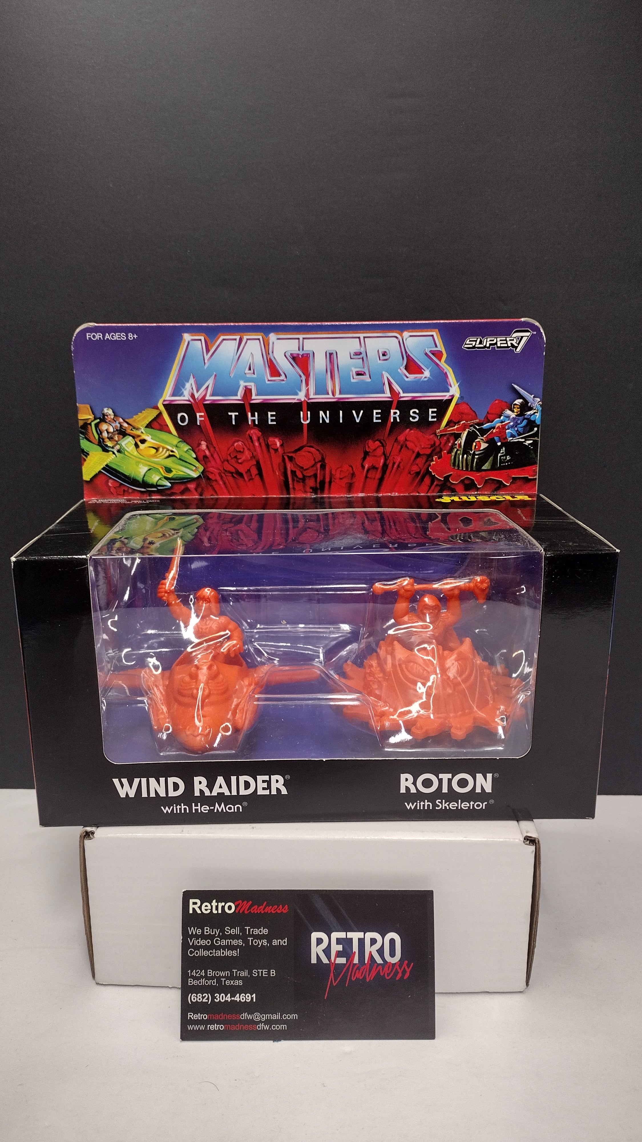MOTU M.U.S.C.L.E. Wind Raider & Roton (Orange Variant) Retro Figure Set • Super7 Masters of the Universe