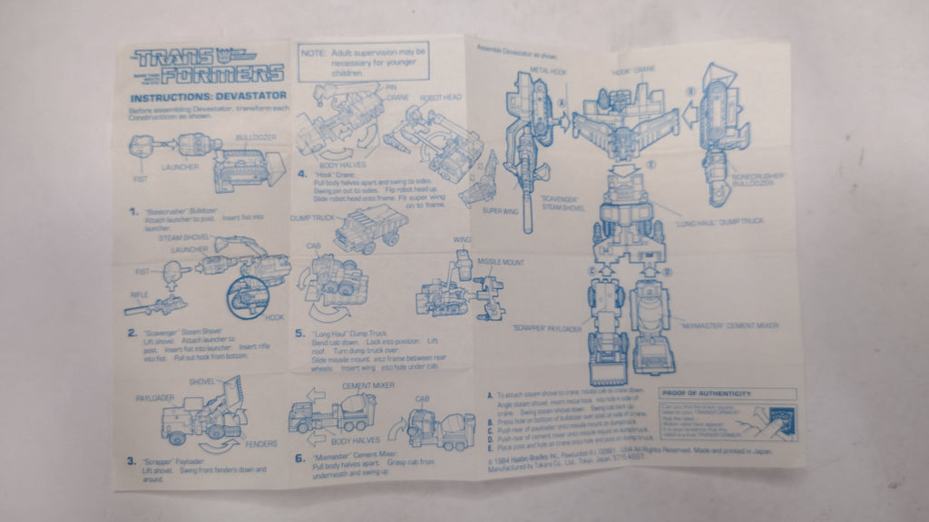 Vintage Original G1 & G2 Transformers Combiner Instruction Papers Lot