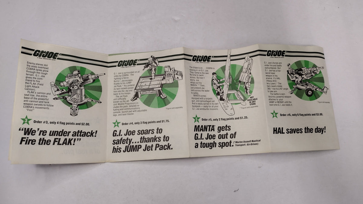 G.I. Joe 1984 Flag Points Order Form Parachute Offer Vintage Paperwork