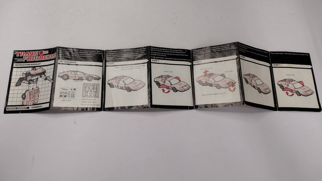 Vintage 1984 Original G1 Transformers Omnibot Overdrive - Instruction Booklet