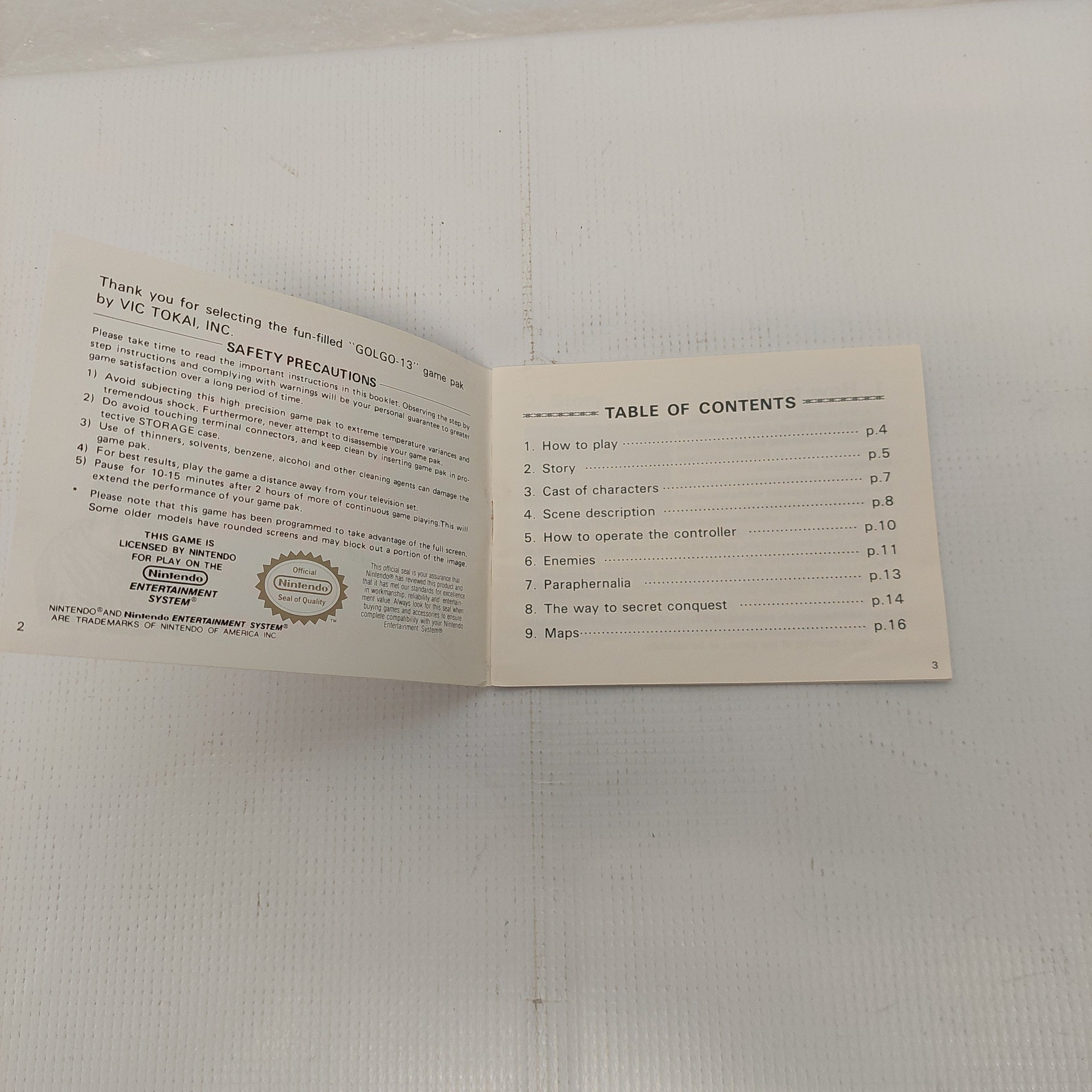 Golgo 13 Top Secret Episode NES Manual ONLY