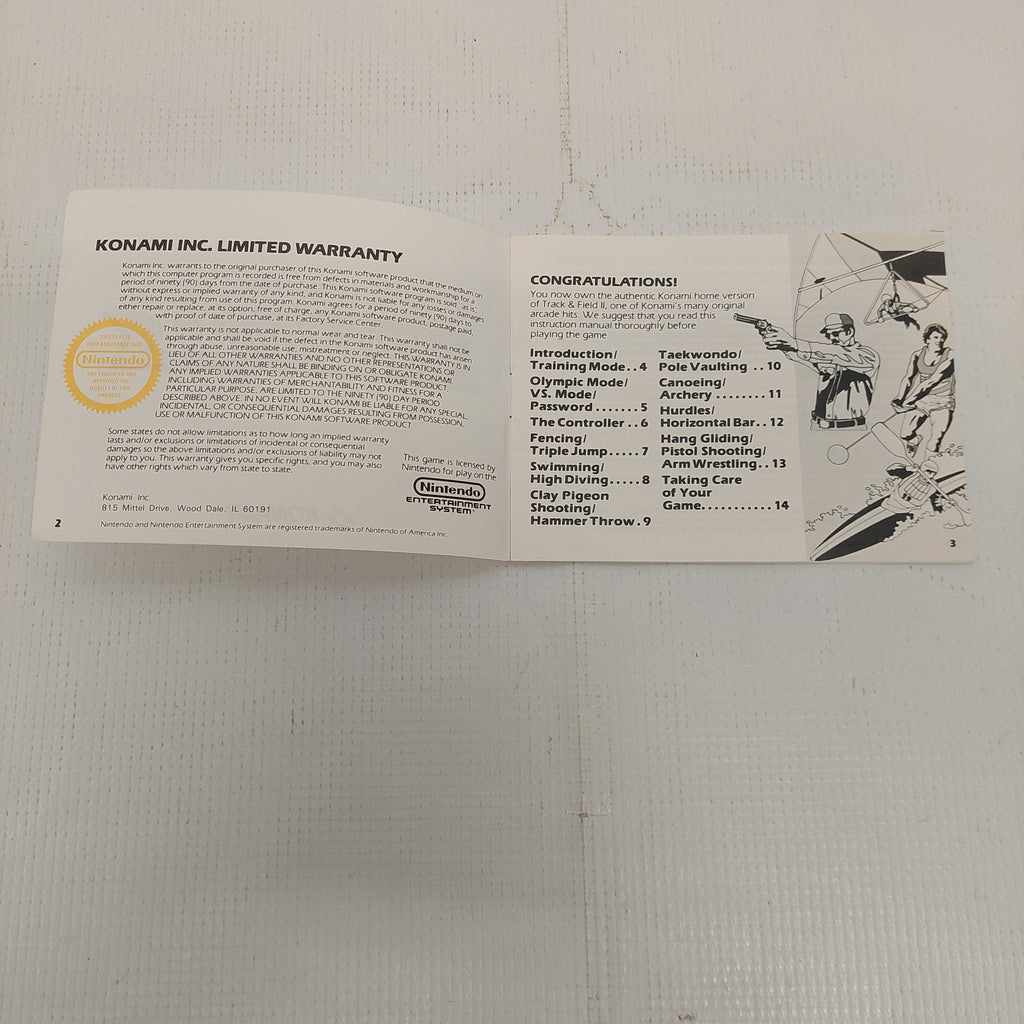 Track and Field II NES Manual ONLY