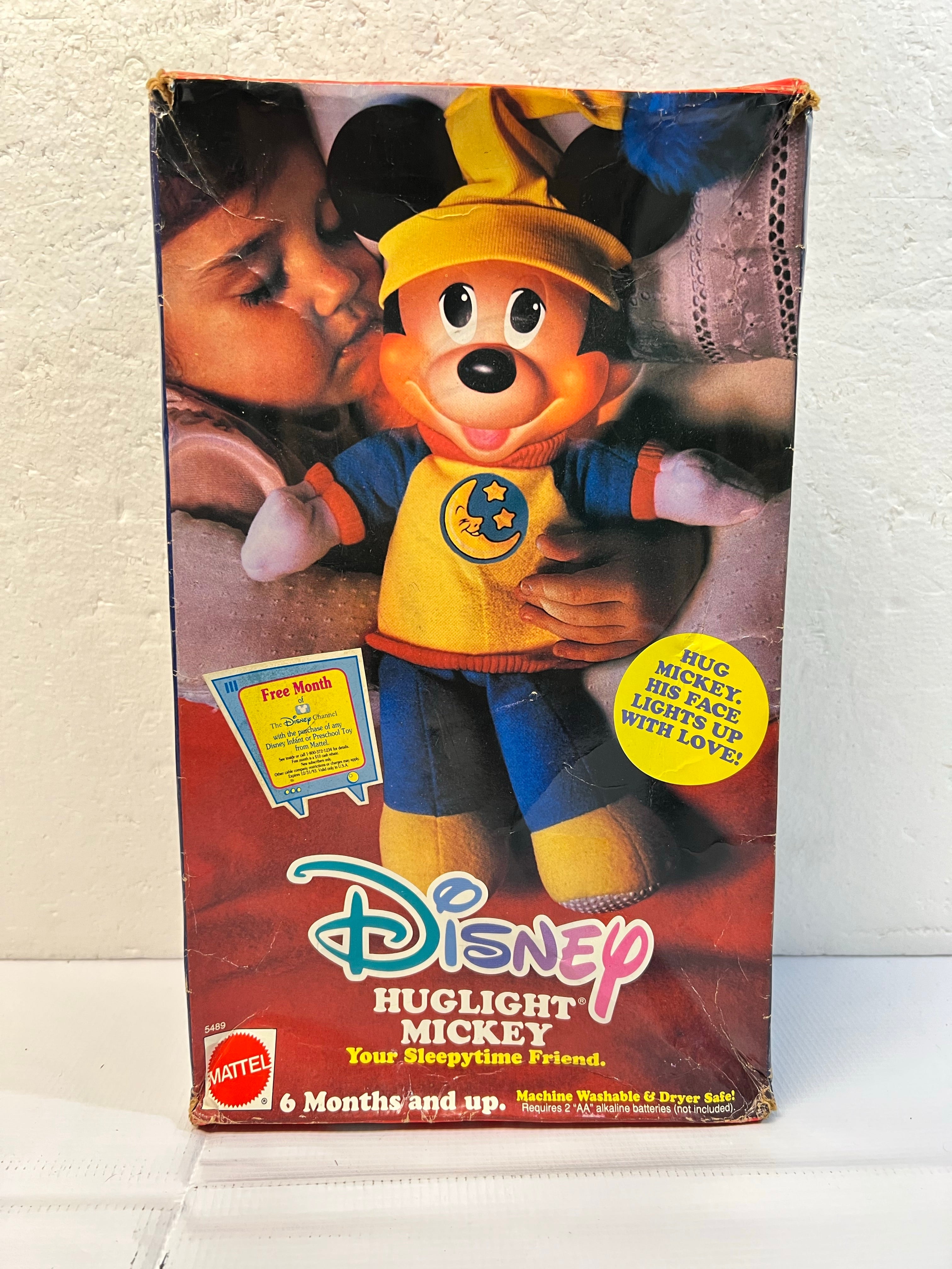 Vintage Mattel Disney Mickey Mouse Hug & Glow Light Up Plush Boxed
